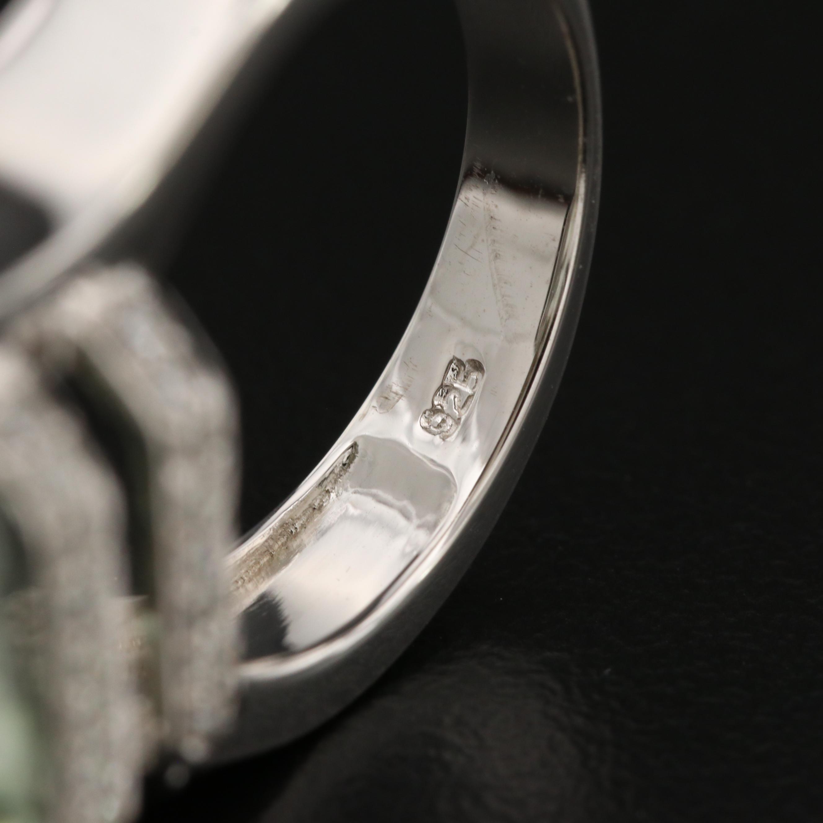 Sterling Silver Prasiolite and Diamond Ring