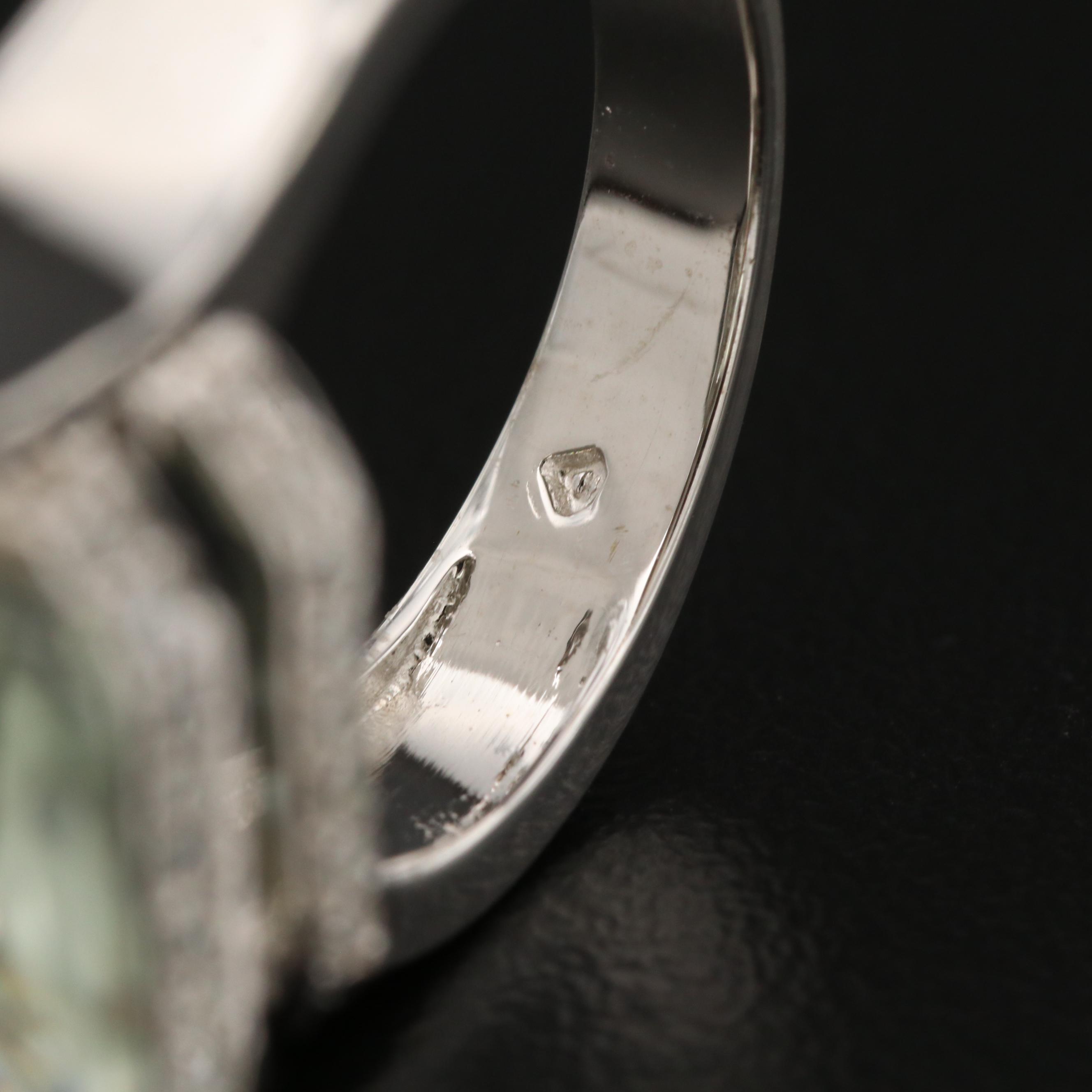 Sterling Silver Prasiolite and Diamond Ring