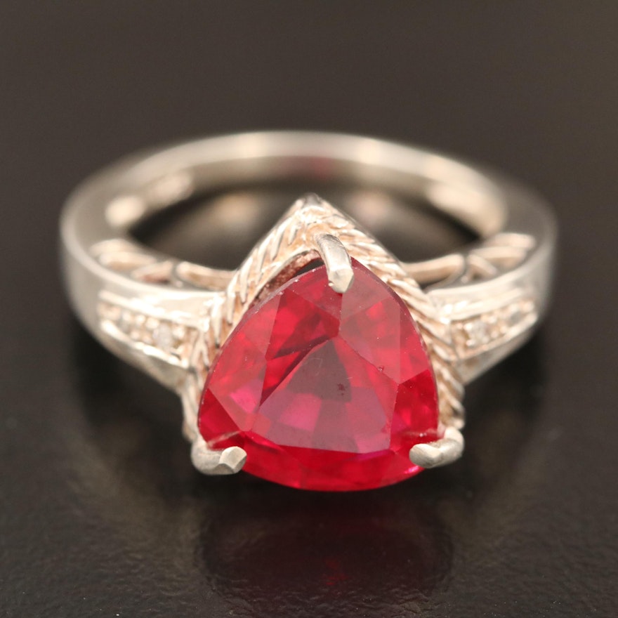 Sterling Silver Ruby and Diamond Ring