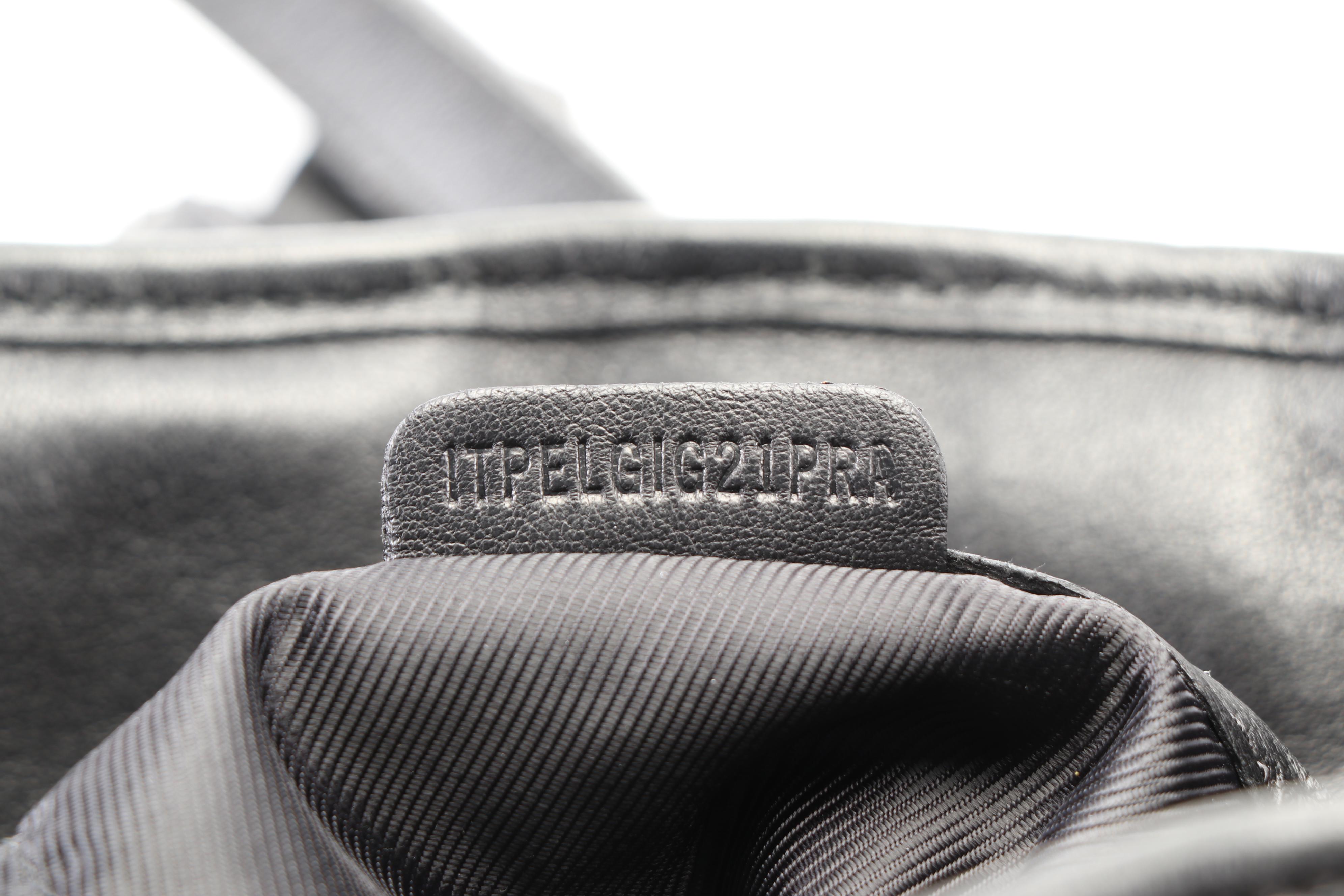 Burberry Lowry Black Ruffled Leather Shoulder Bag with Detachable Strap