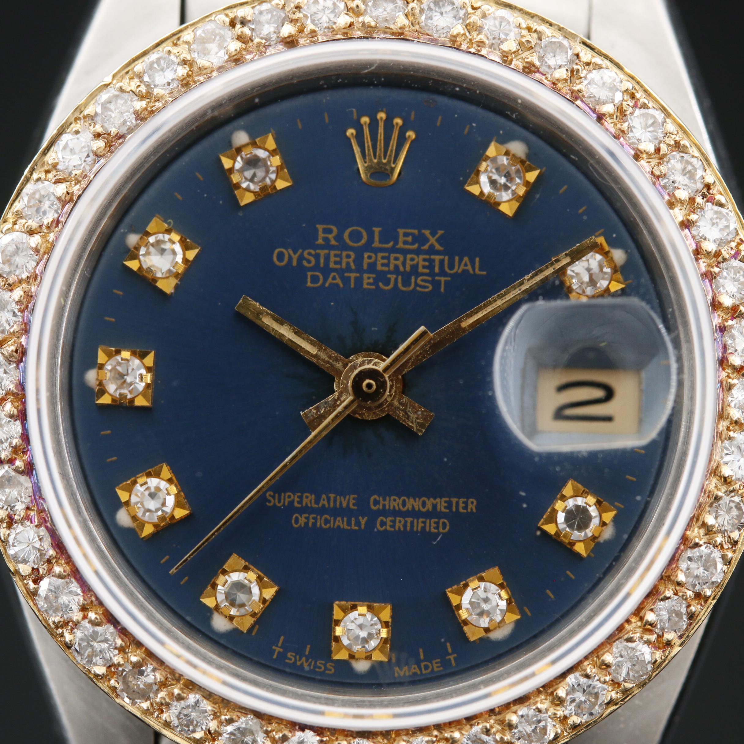 1981 Rolex Datejust  14K , 18K and Stainless Steel Diamond Automatic Watch