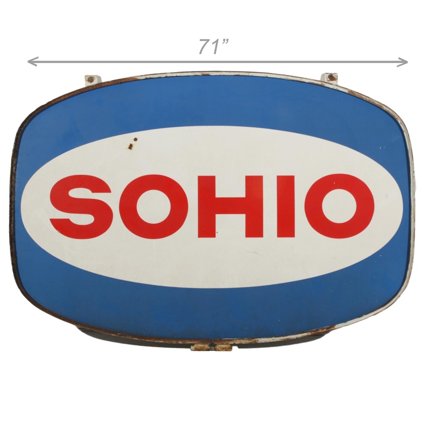 Large SOHIO Gas Station Hanging Sign, Mid-20th Century