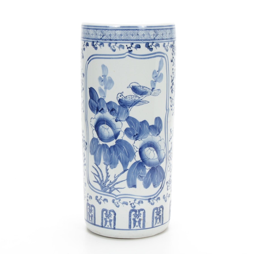 Chinese Blue and White Ceramic Umbrella Stand