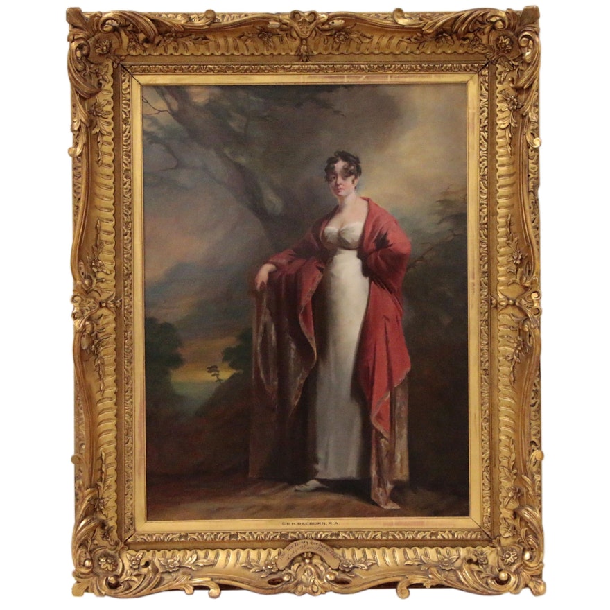 Oil Portrait after Sir Henry Raeburn of Lady Hamilton, 19th Century