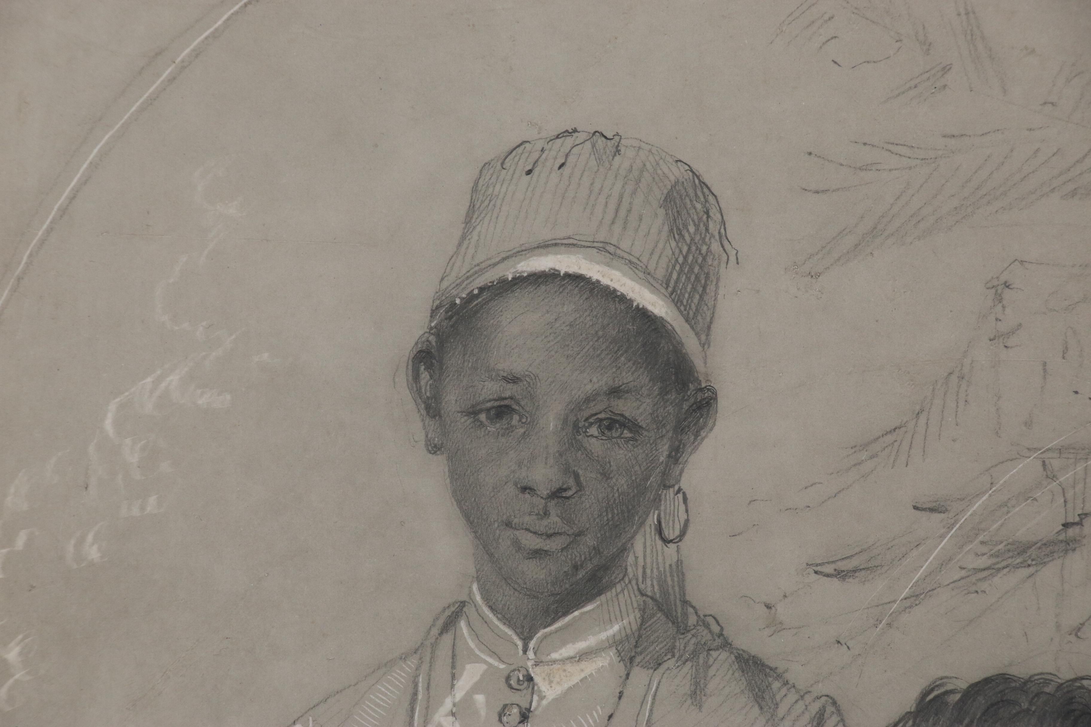 Jan Matejko Drawing "Portrait of a Young Man with Attendant", Late 19th Century