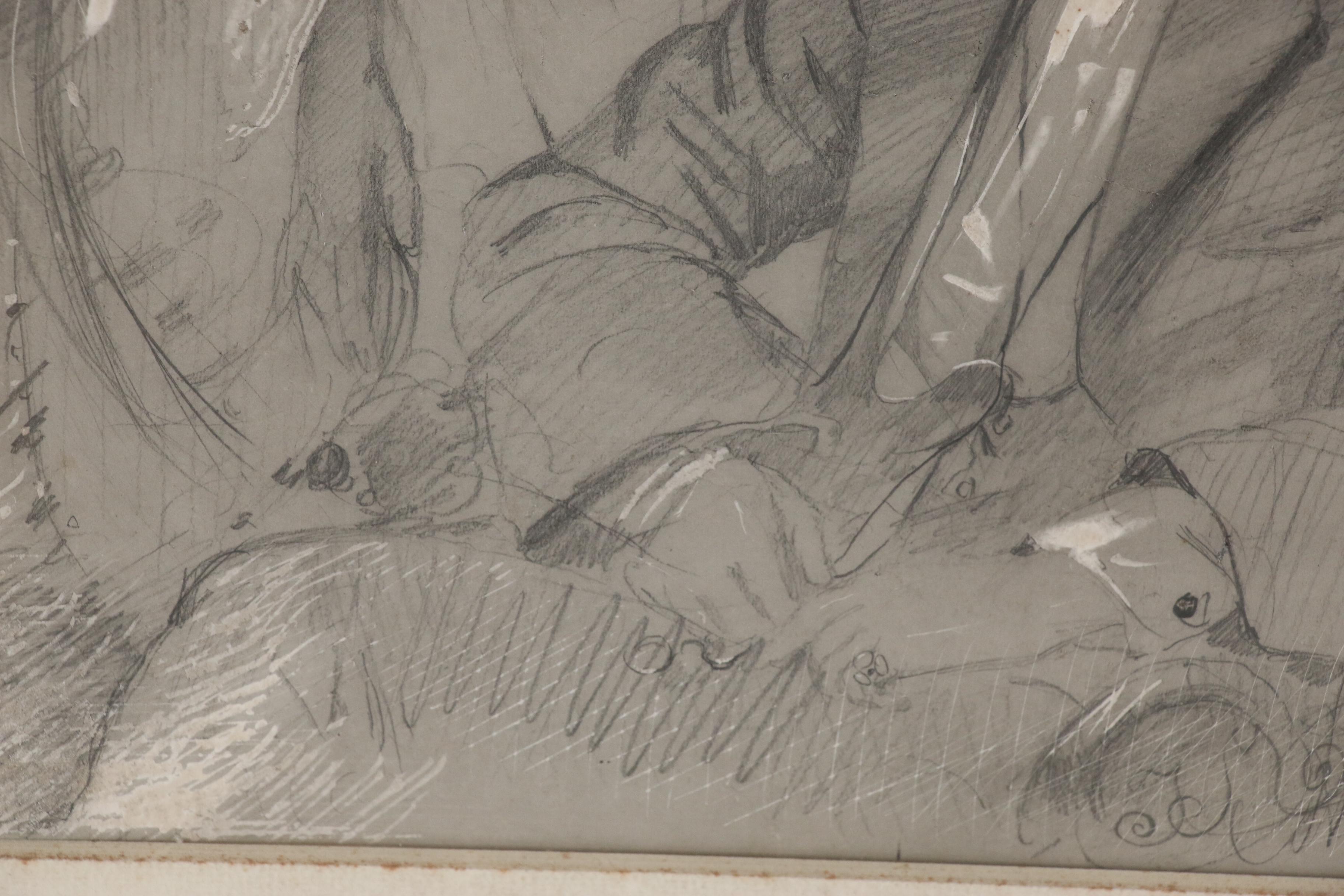 Jan Matejko Drawing "Portrait of a Young Man with Attendant", Late 19th Century