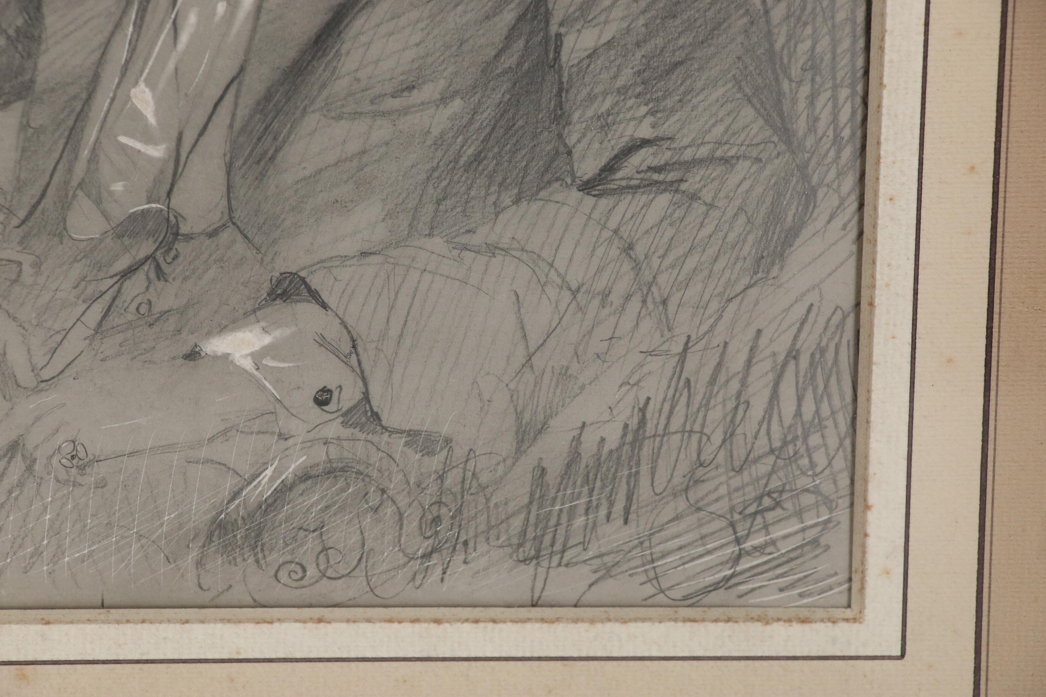 Jan Matejko Drawing "Portrait of a Young Man with Attendant", Late 19th Century