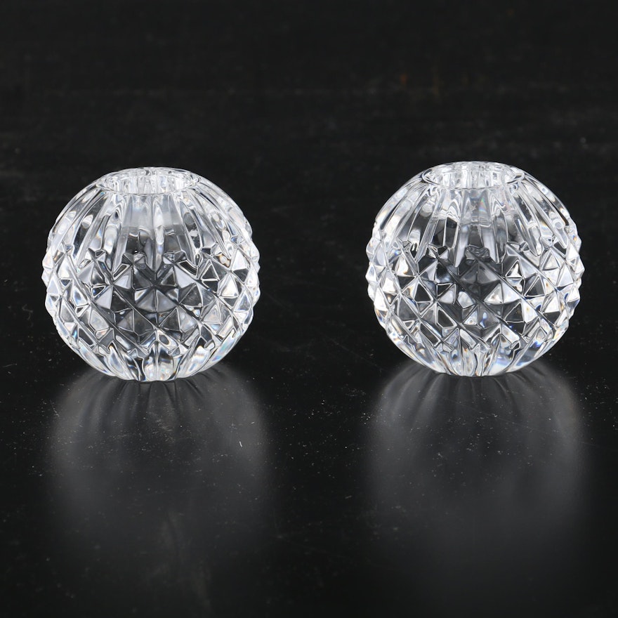 Waterford Cut Crystal Globe "Lismore" Candle Holders