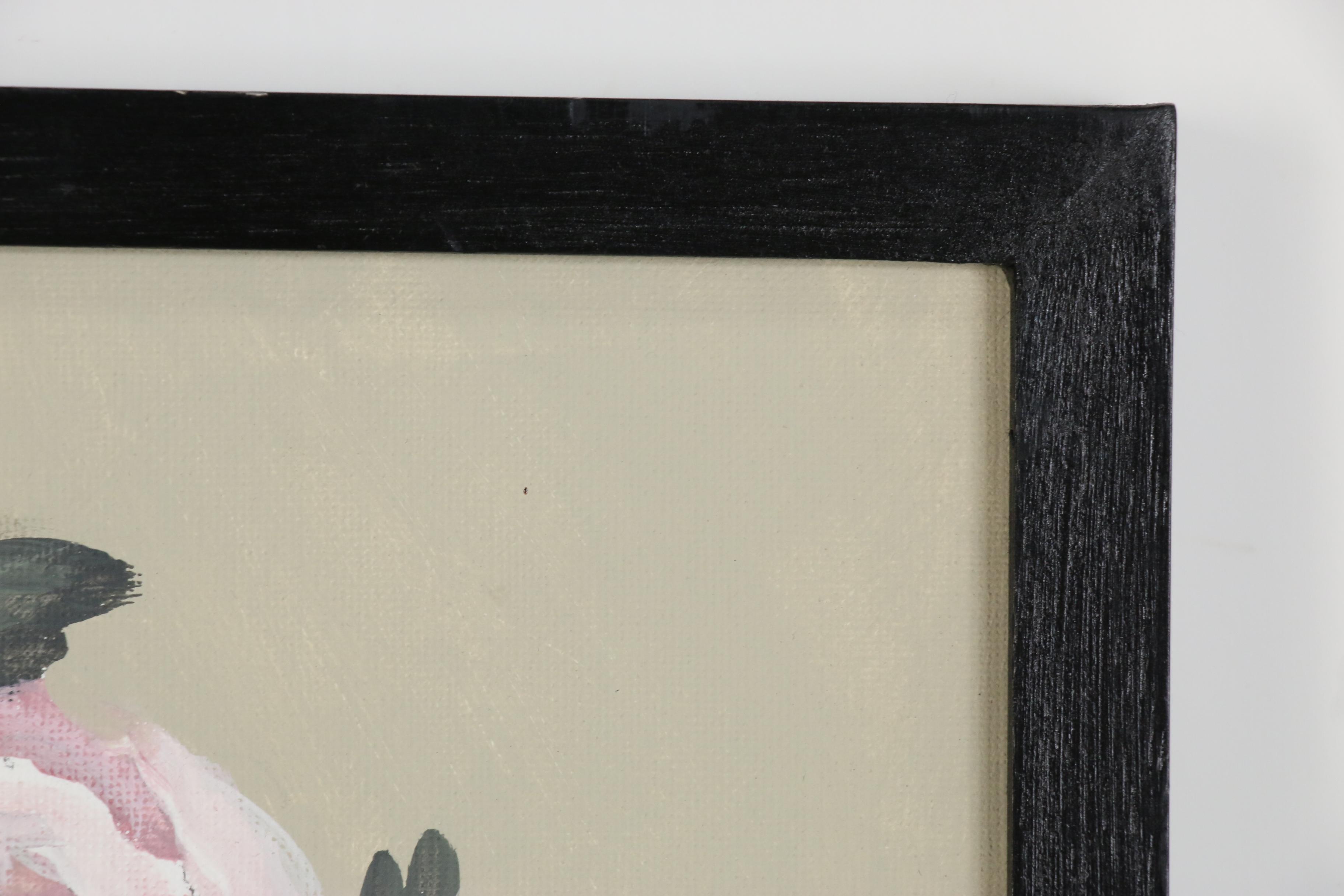 Portrait Acrylic Painting of Figure with Floral Headdress