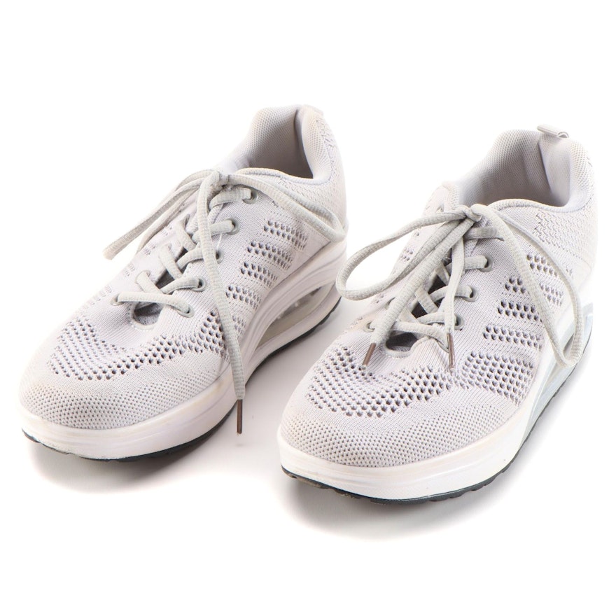 Women's Gray/White Lace-Up Sneakers