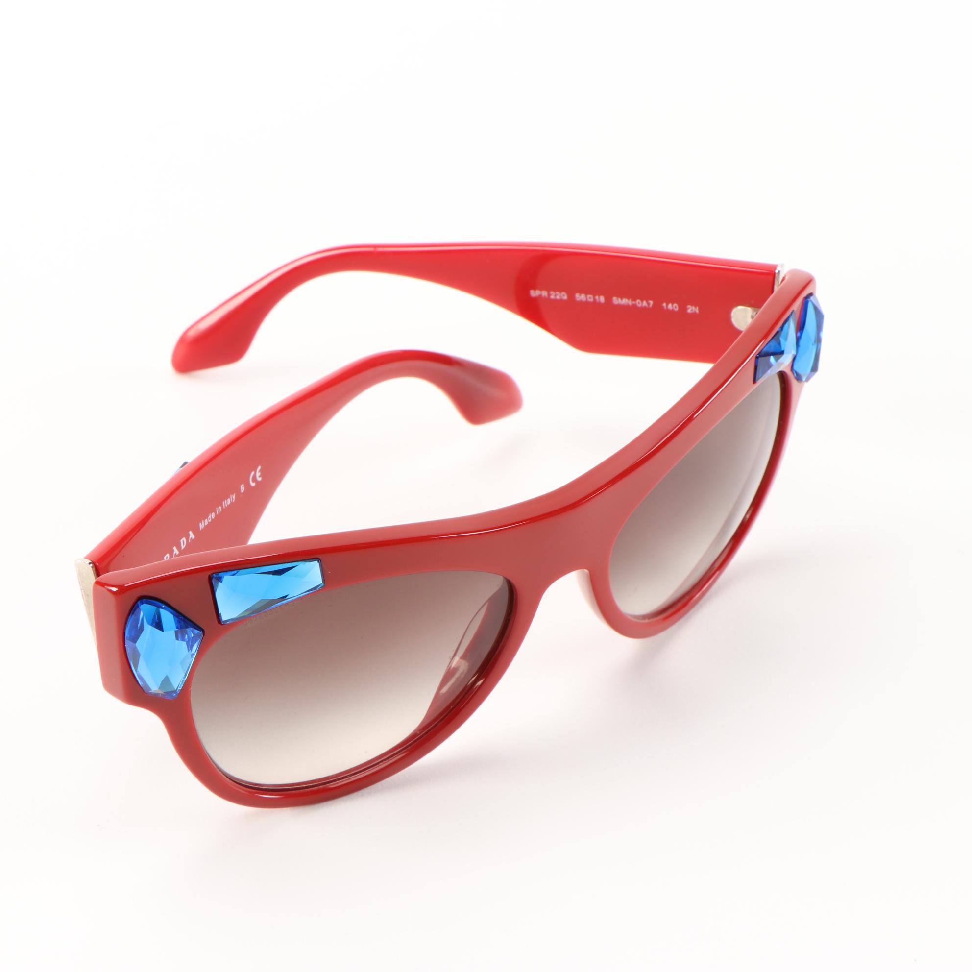 Prada SPR22Q Embellished Red Sunglasses with Case