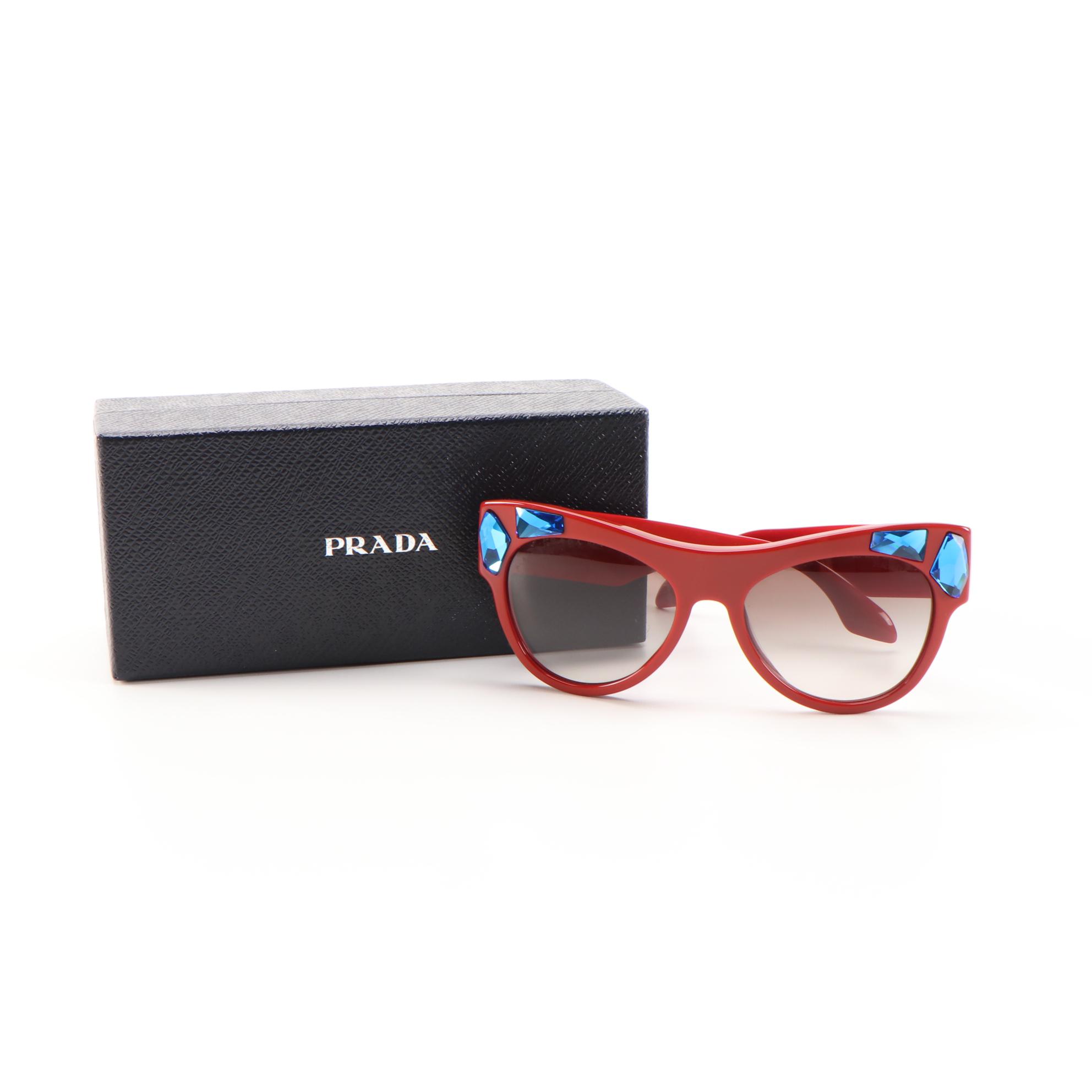 Prada SPR22Q Embellished Red Sunglasses with Case