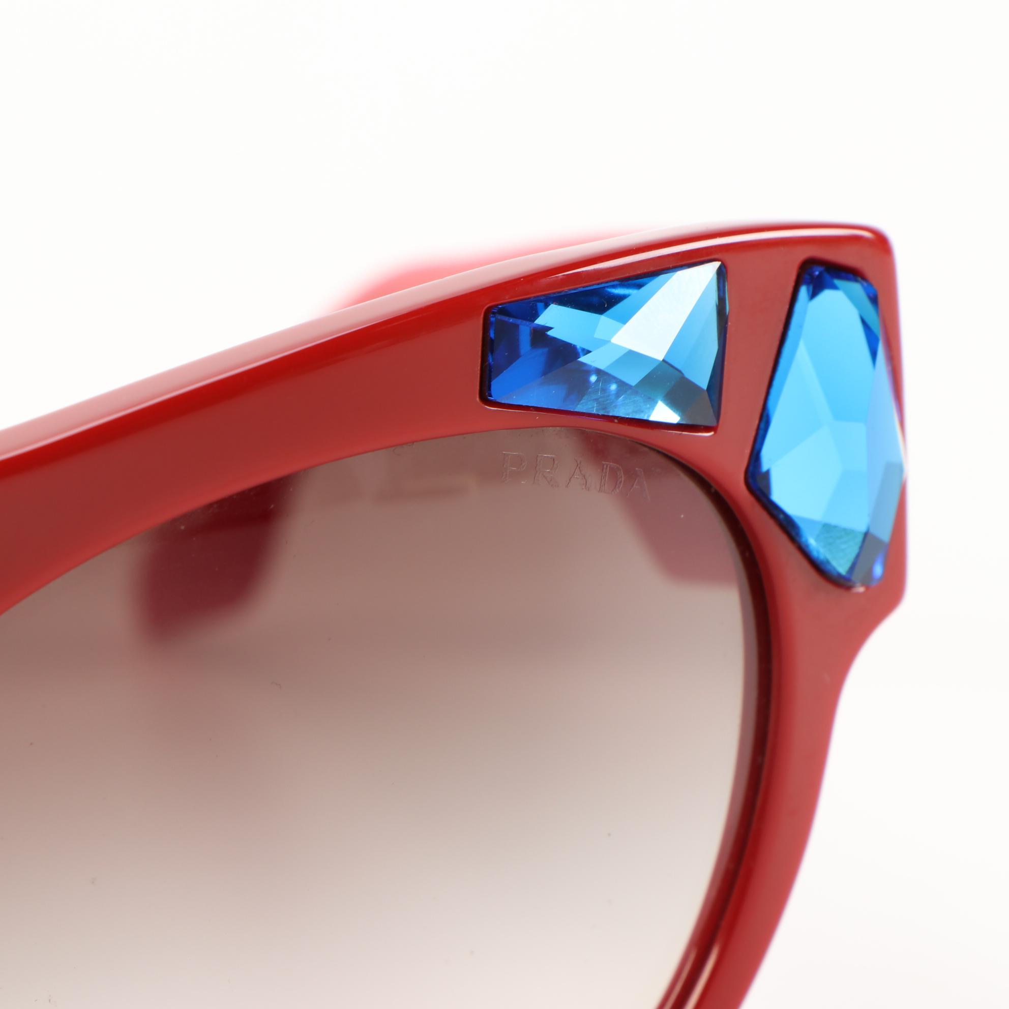 Prada SPR22Q Embellished Red Sunglasses with Case