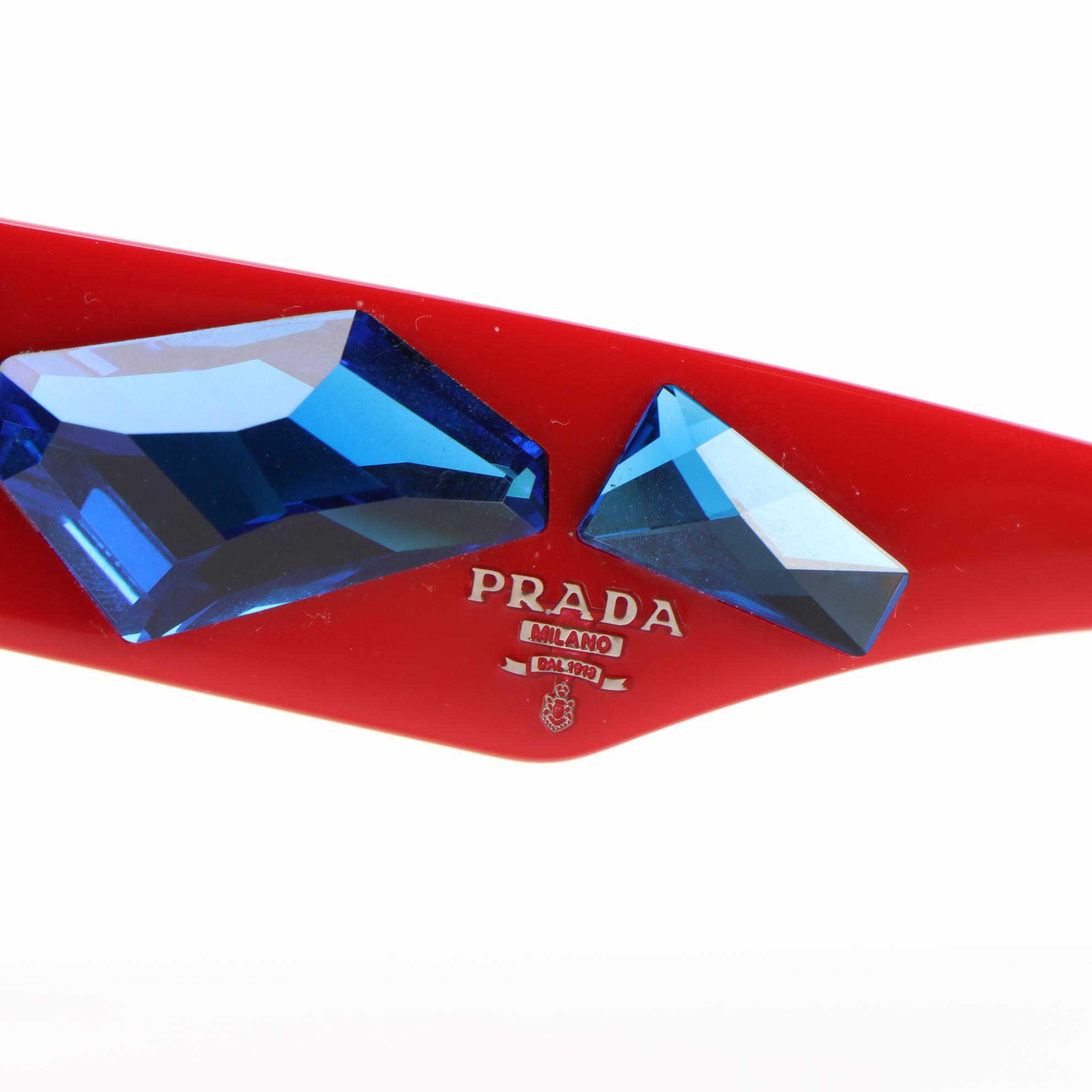 Prada SPR22Q Embellished Red Sunglasses with Case