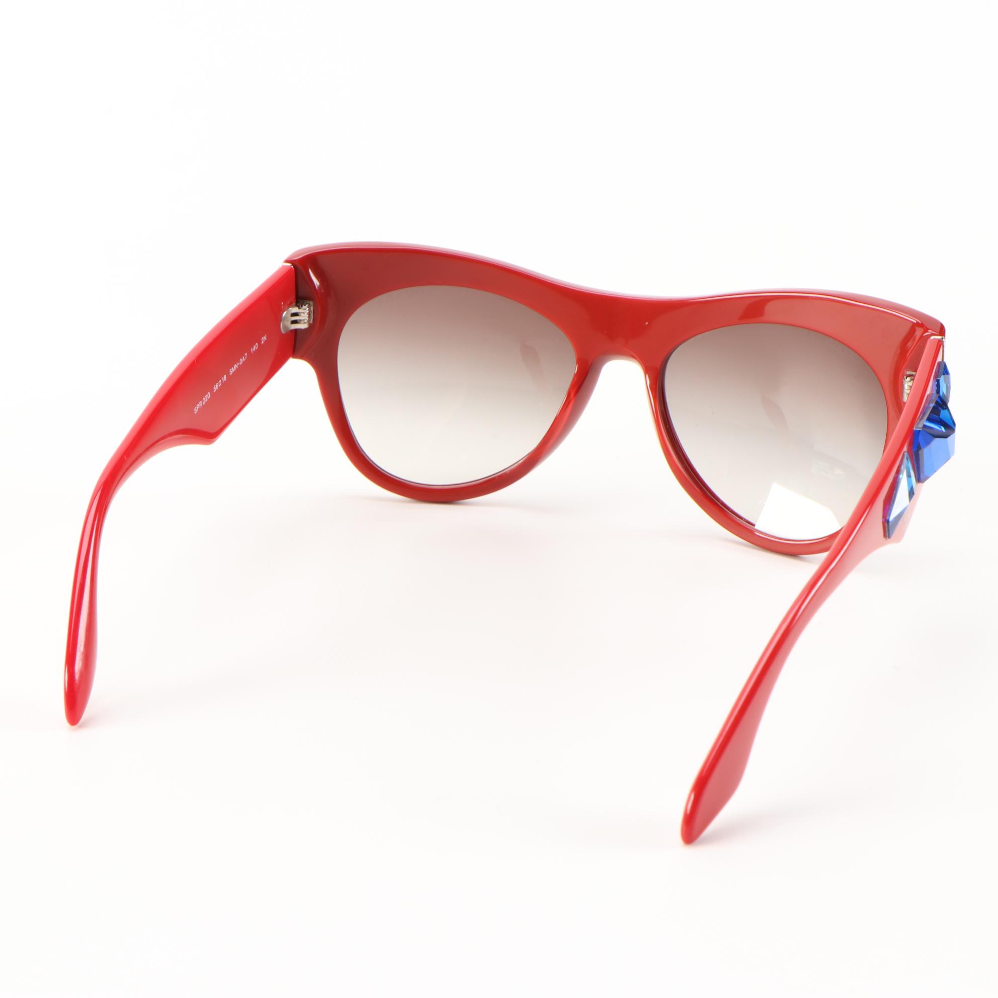 Prada SPR22Q Embellished Red Sunglasses with Case