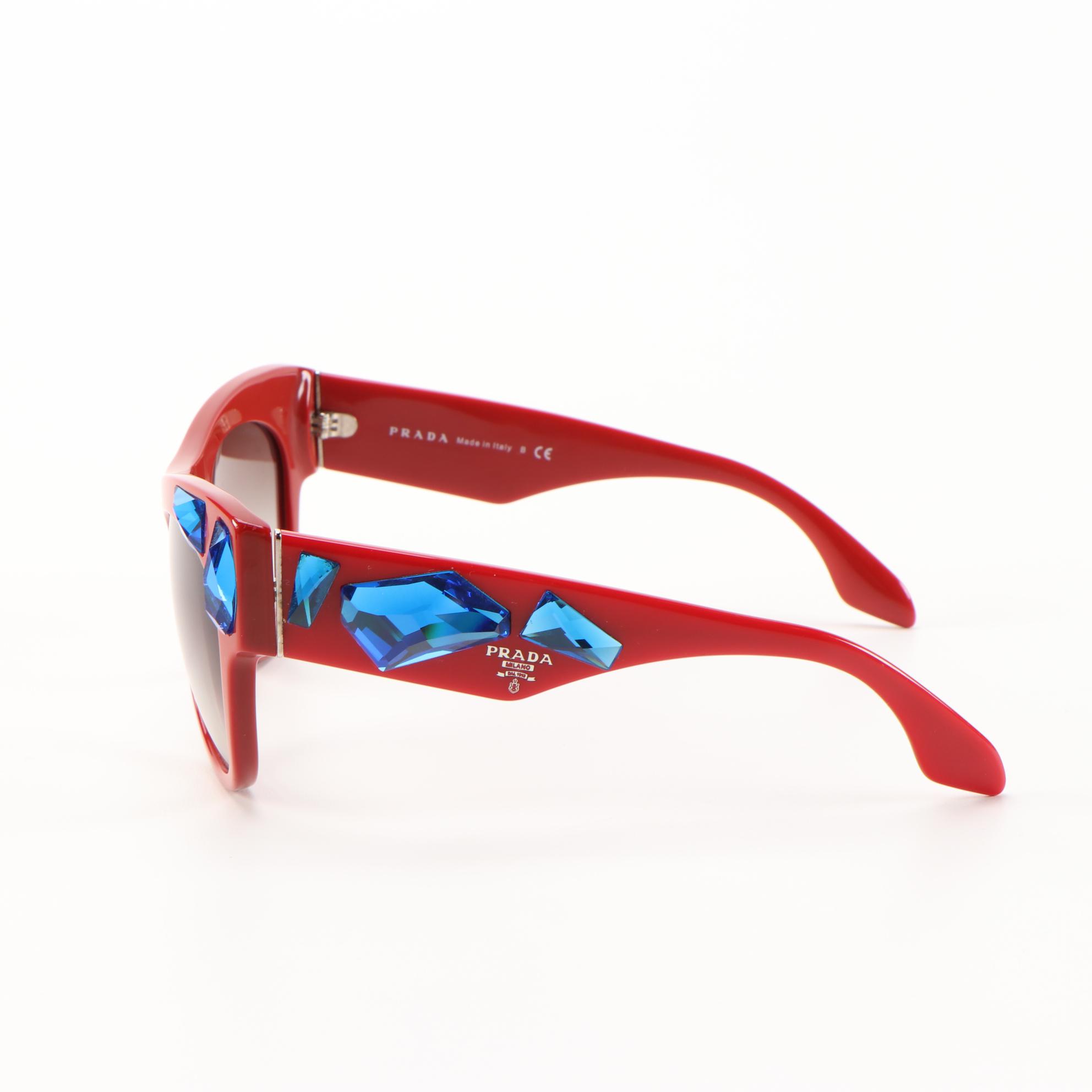 Prada SPR22Q Embellished Red Sunglasses with Case