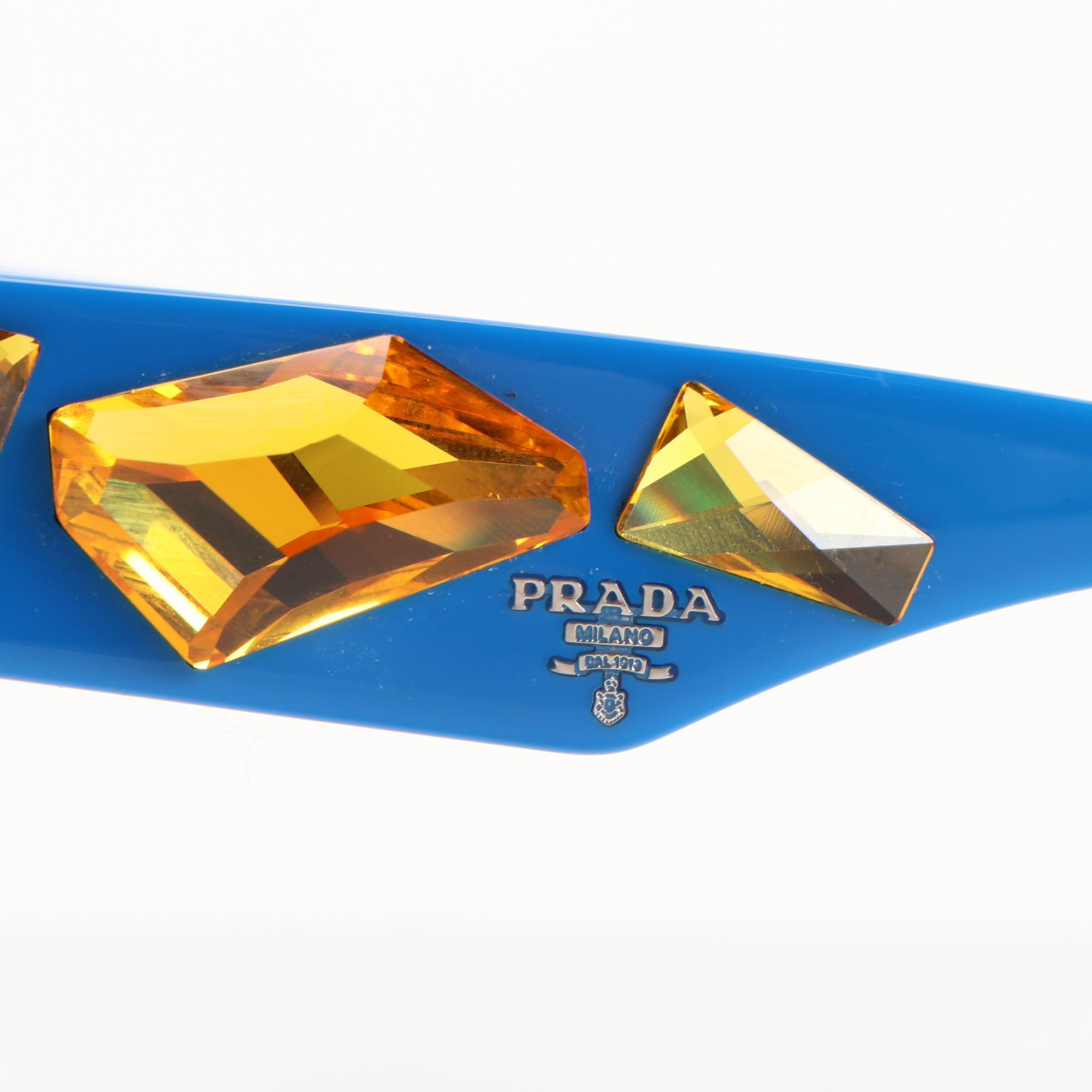 Prada SPR21Q Embellished Blue Sunglasses with Box