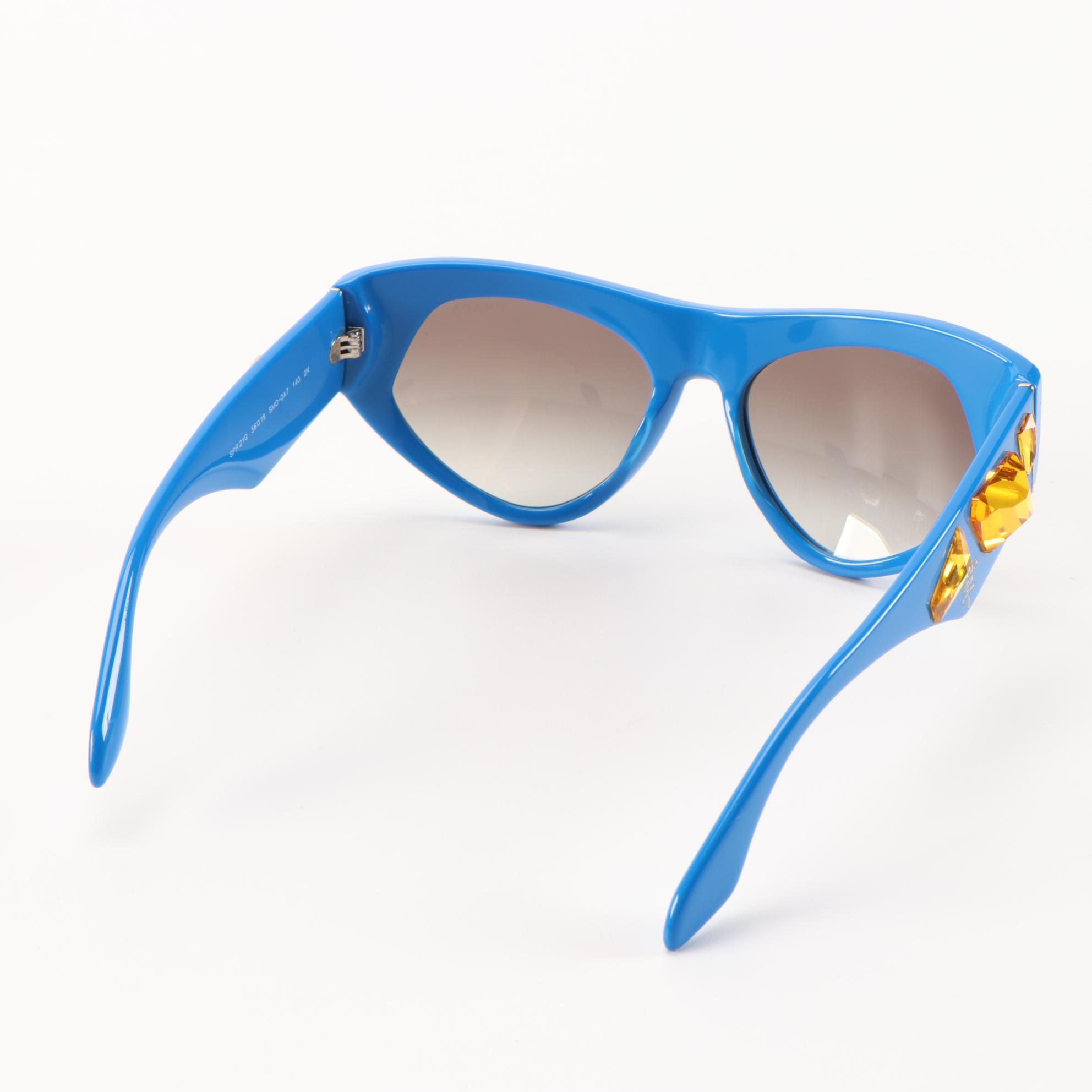 Prada SPR21Q Embellished Blue Sunglasses with Box