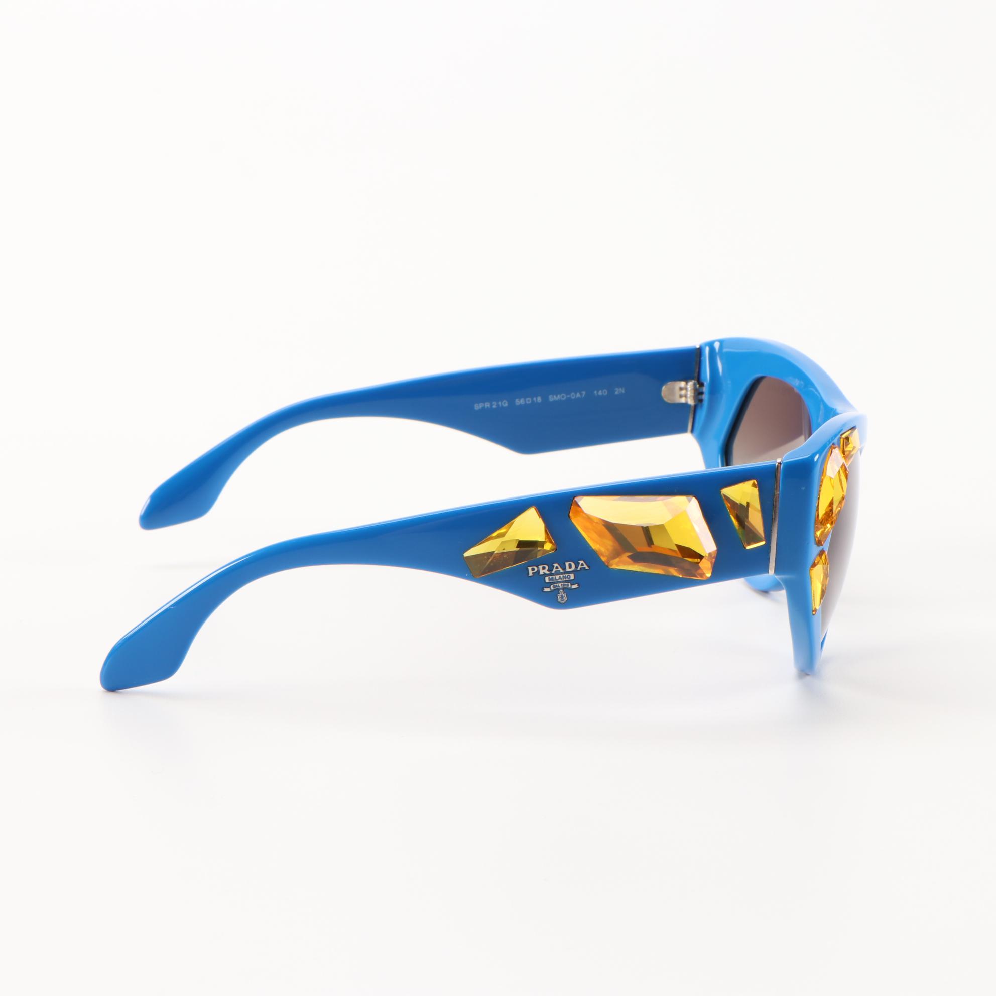 Prada SPR21Q Embellished Blue Sunglasses with Box