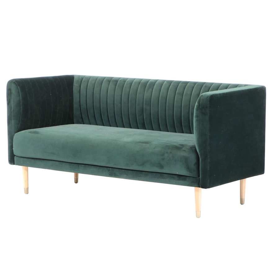 Creative Co-Op Inc. Modernist Style Upholstered Channel-Back Loveseat