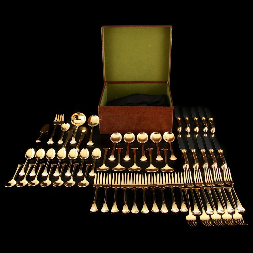 Supreme by Towle "Gold Aristocrat" Gold-Plated Stainless Flatware for Ten