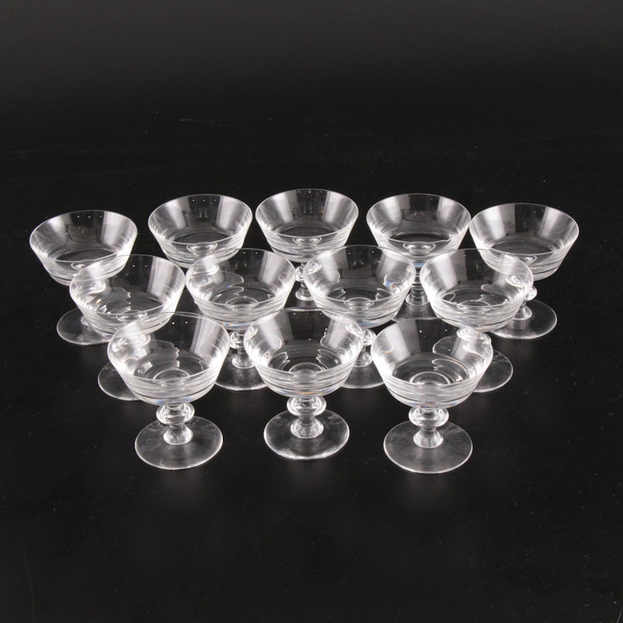 Val St Lambert Crystal "State Plain" Champagne Coupes