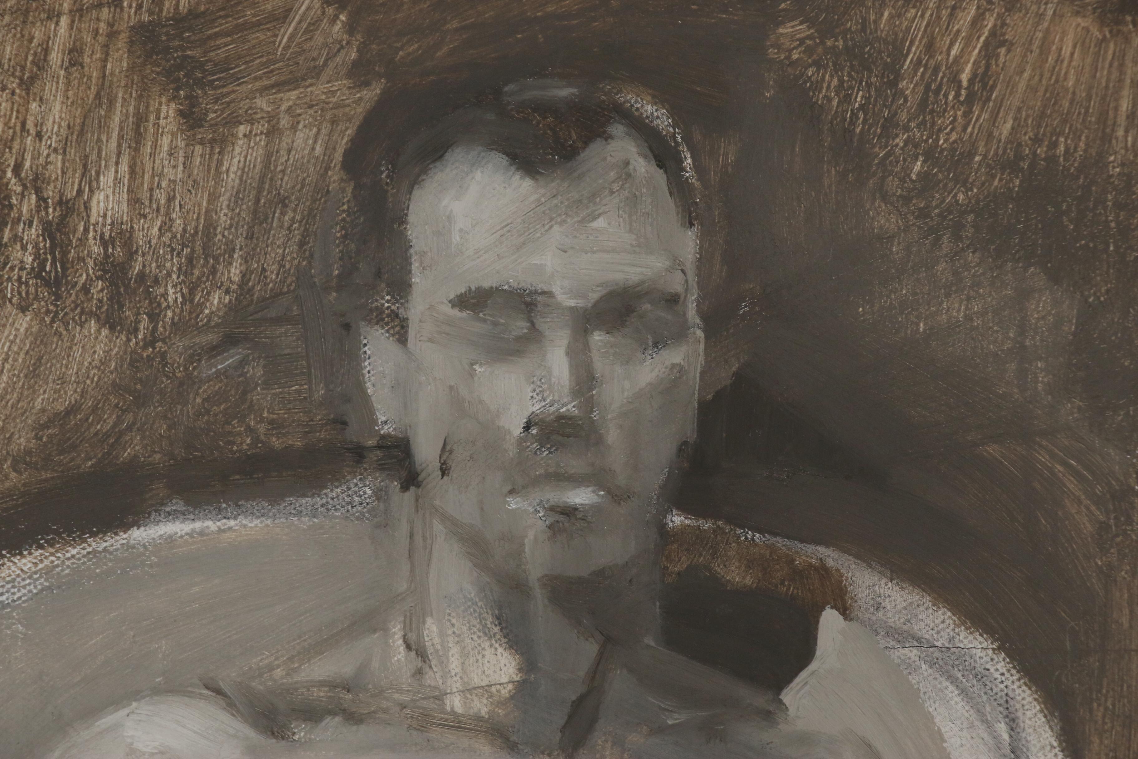 Figure Oil Painting of Seated Male Nude