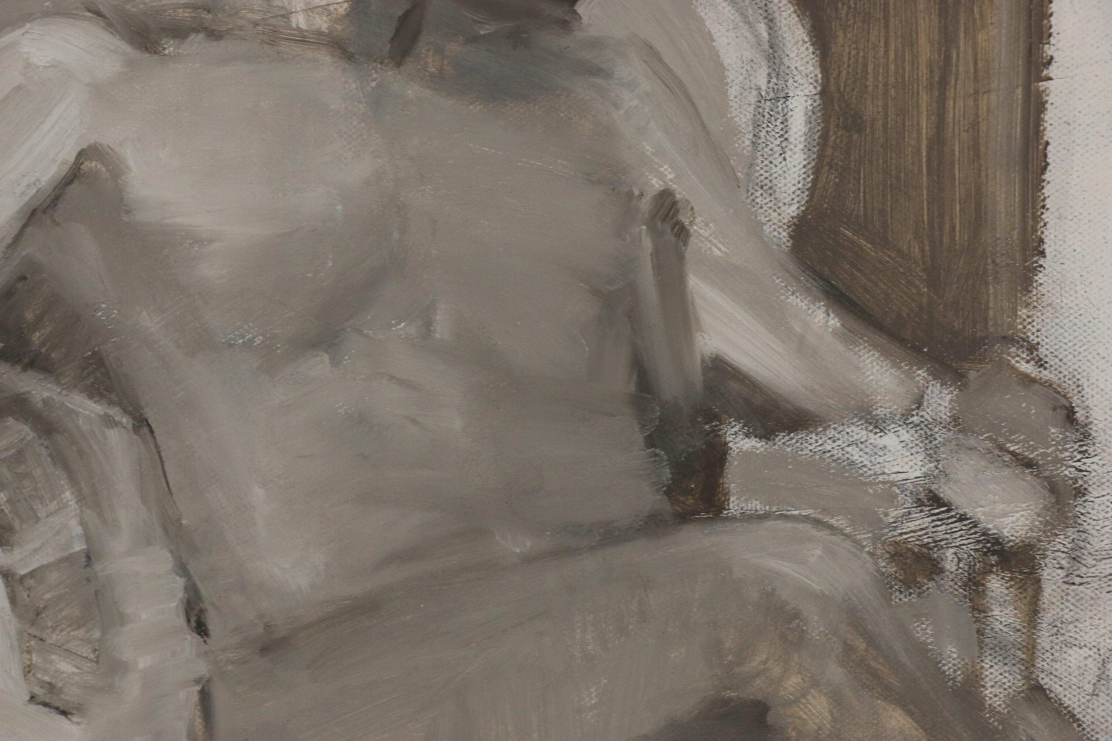 Figure Oil Painting of Seated Male Nude