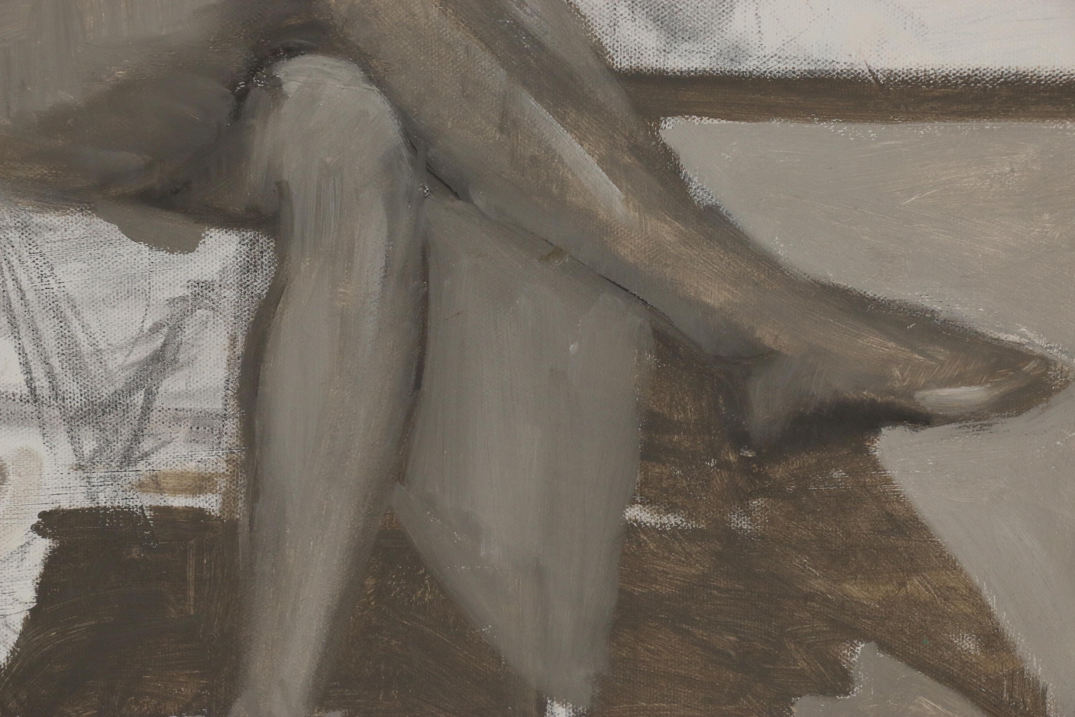 Figure Oil Painting of Seated Male Nude