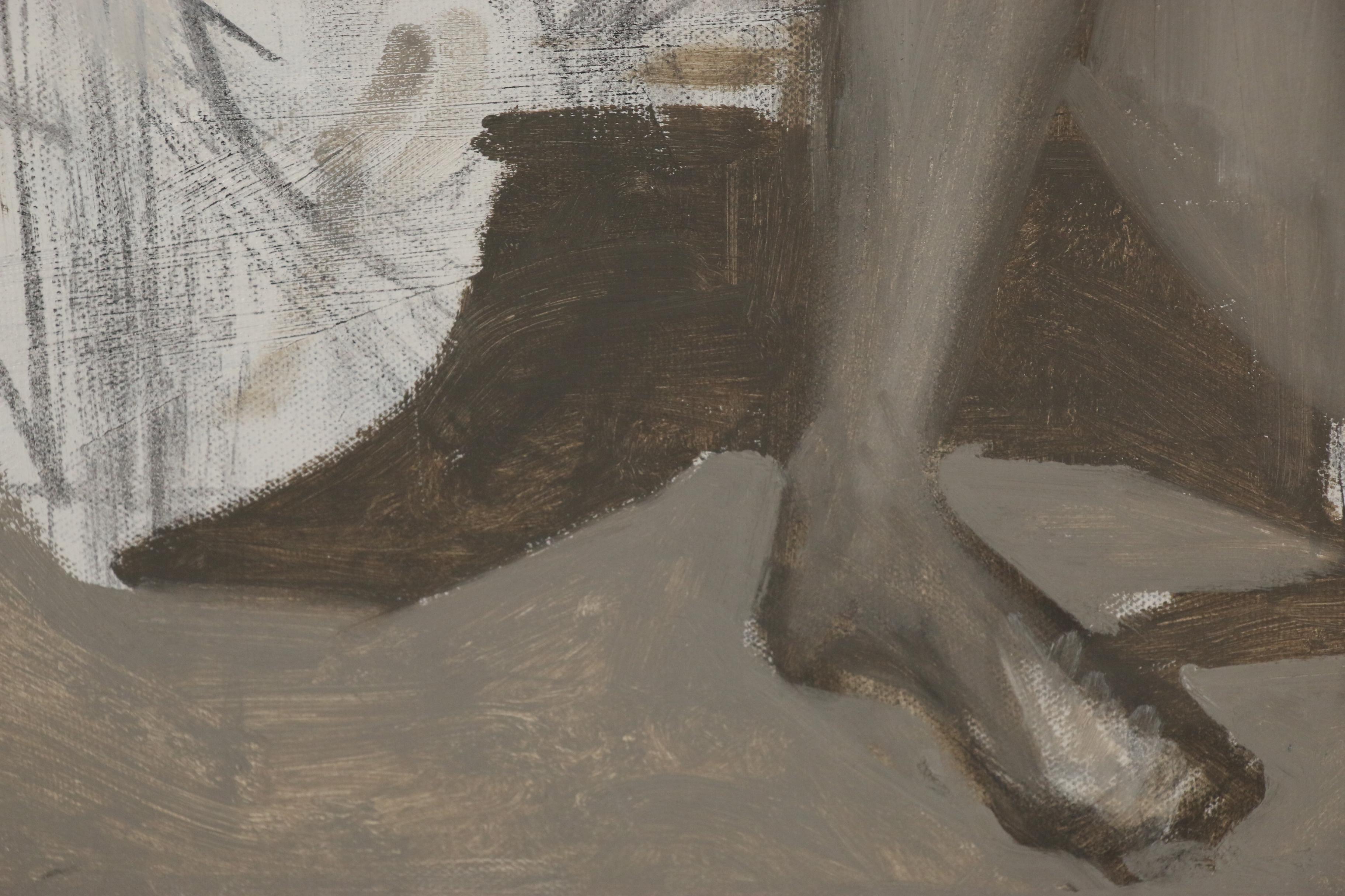 Figure Oil Painting of Seated Male Nude