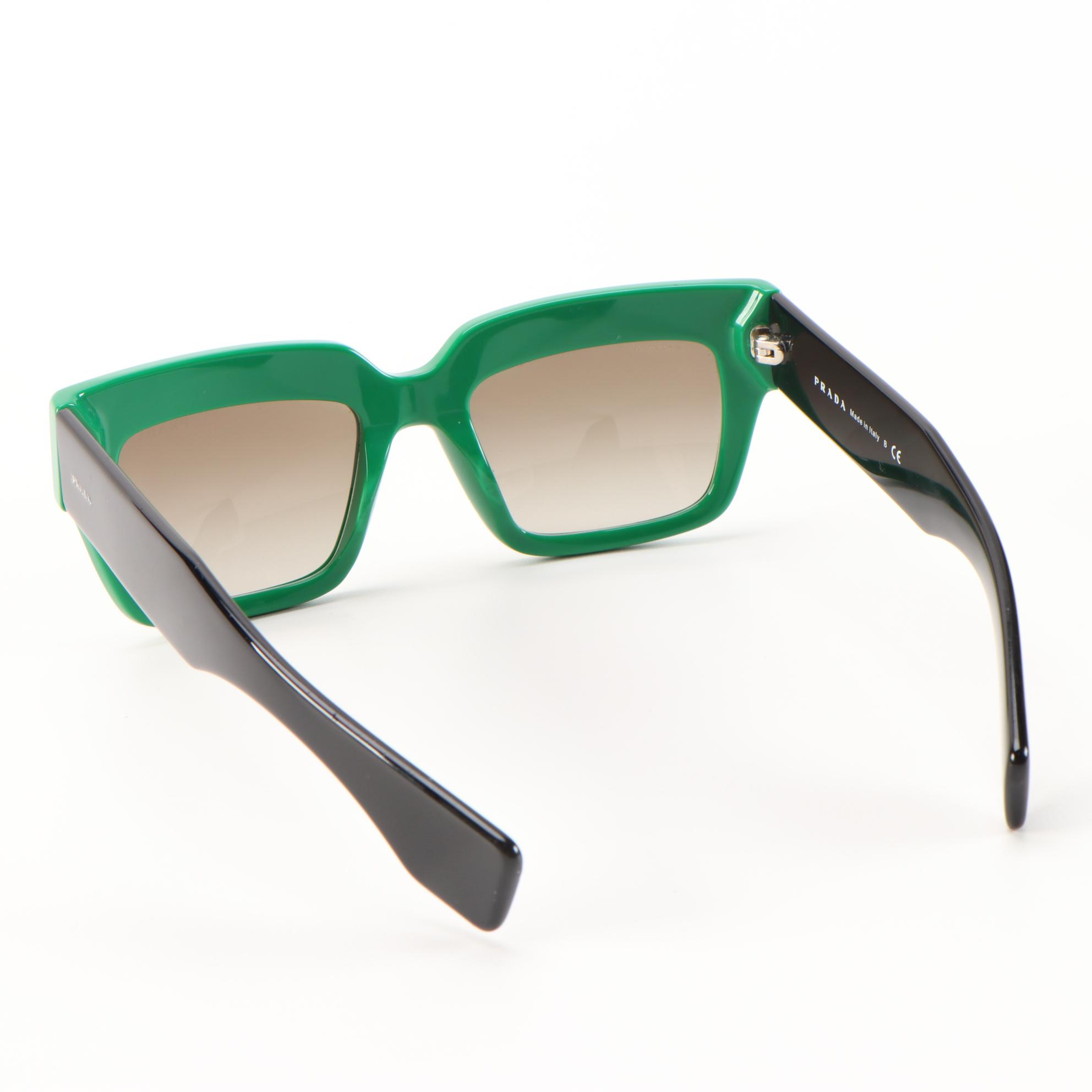 Prada SPR 28P Green/Black Square Sunglasses with Case