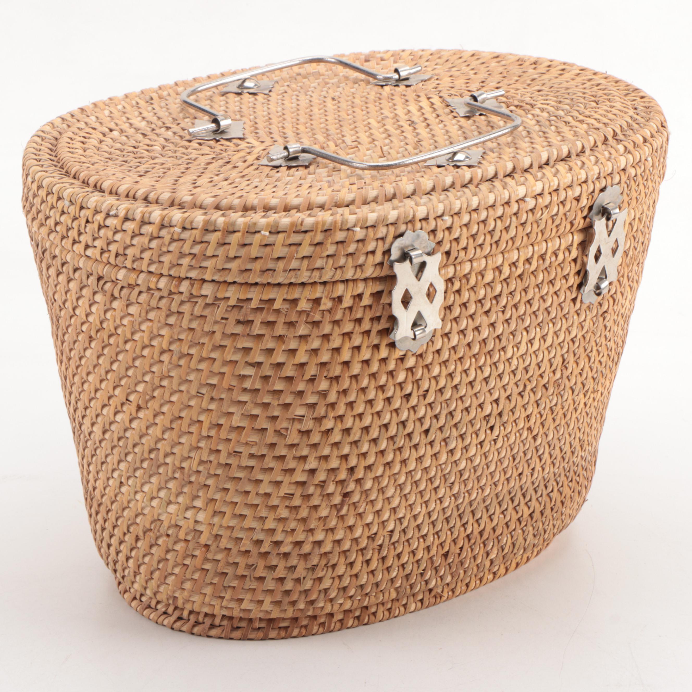 Chinese Ceramic Tea Set with Presentation Basket