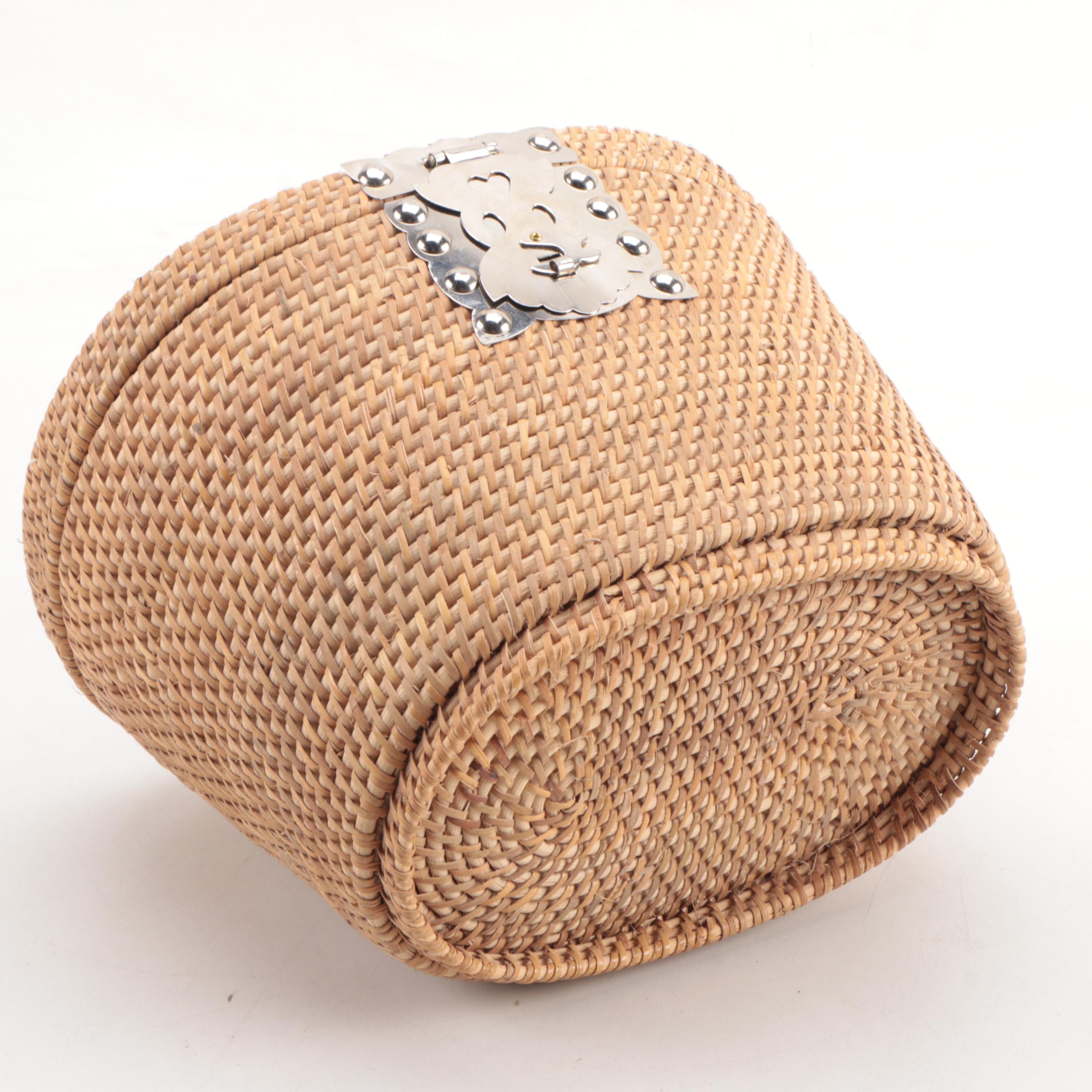 Chinese Ceramic Tea Set with Presentation Basket