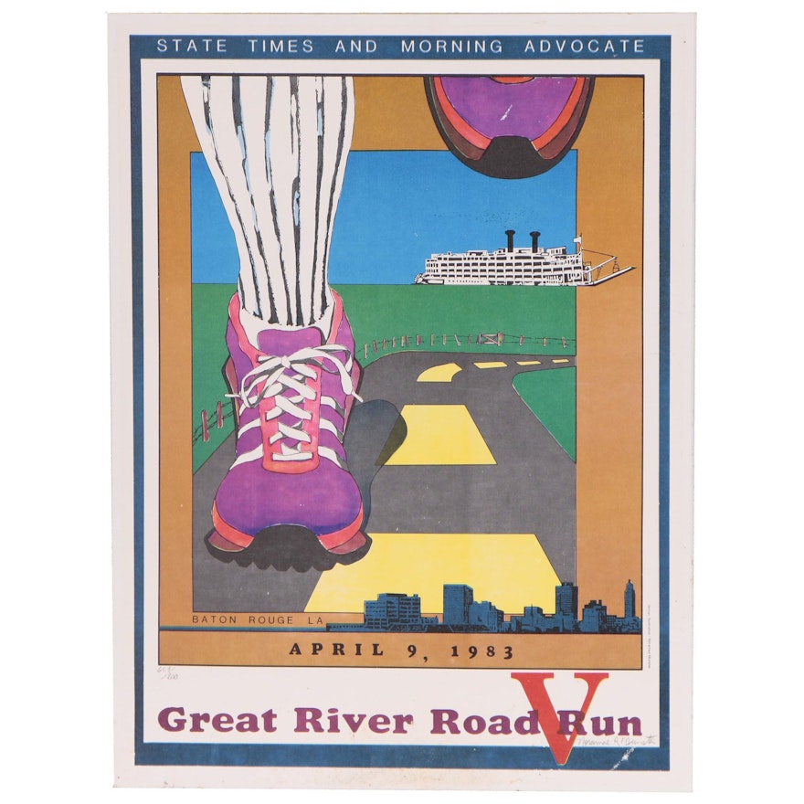 Baton Rouge "Great River Road Run" Offset Lithograph Poster, 1983
