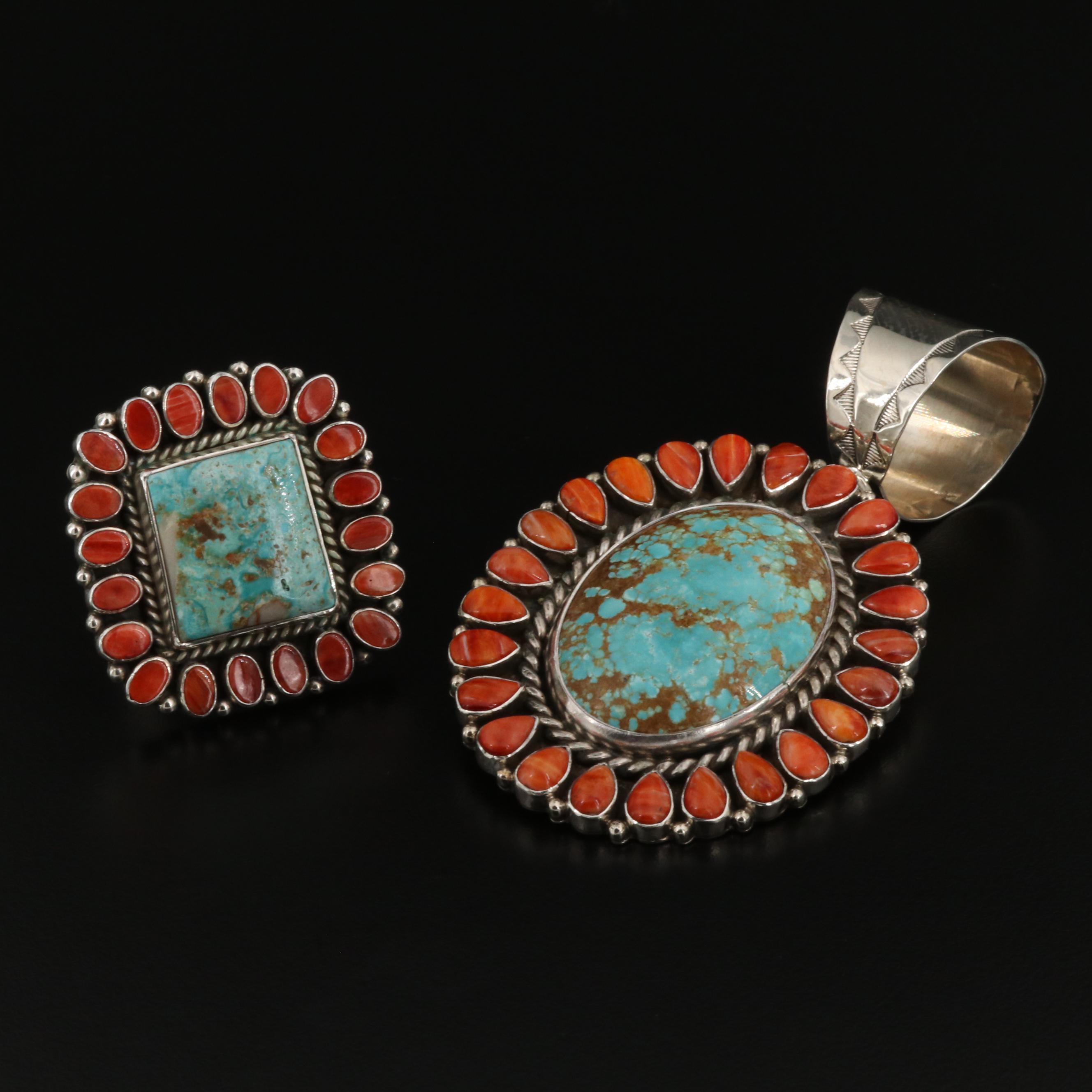 ペンダントトップ　ナバホ　Navajo Tonya June Rafael Tonya June Rafael Navajo Diné Converter Pendant and Ring | EBTH