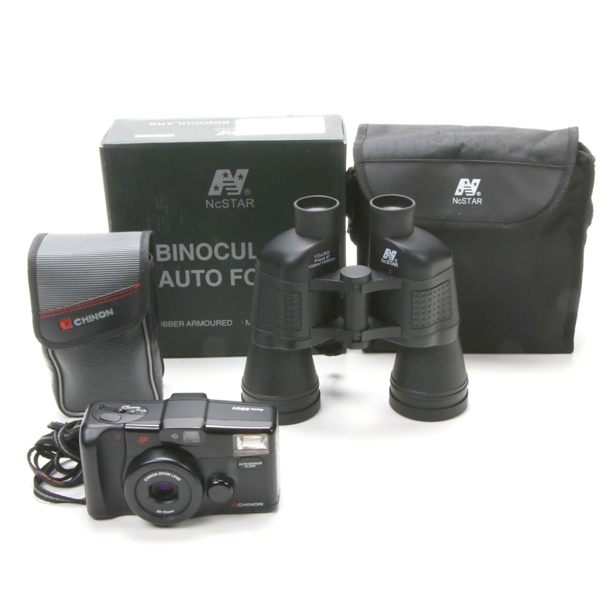 NuStar Auto Focus Binoculars and Chinon Auto 3051 Camera
