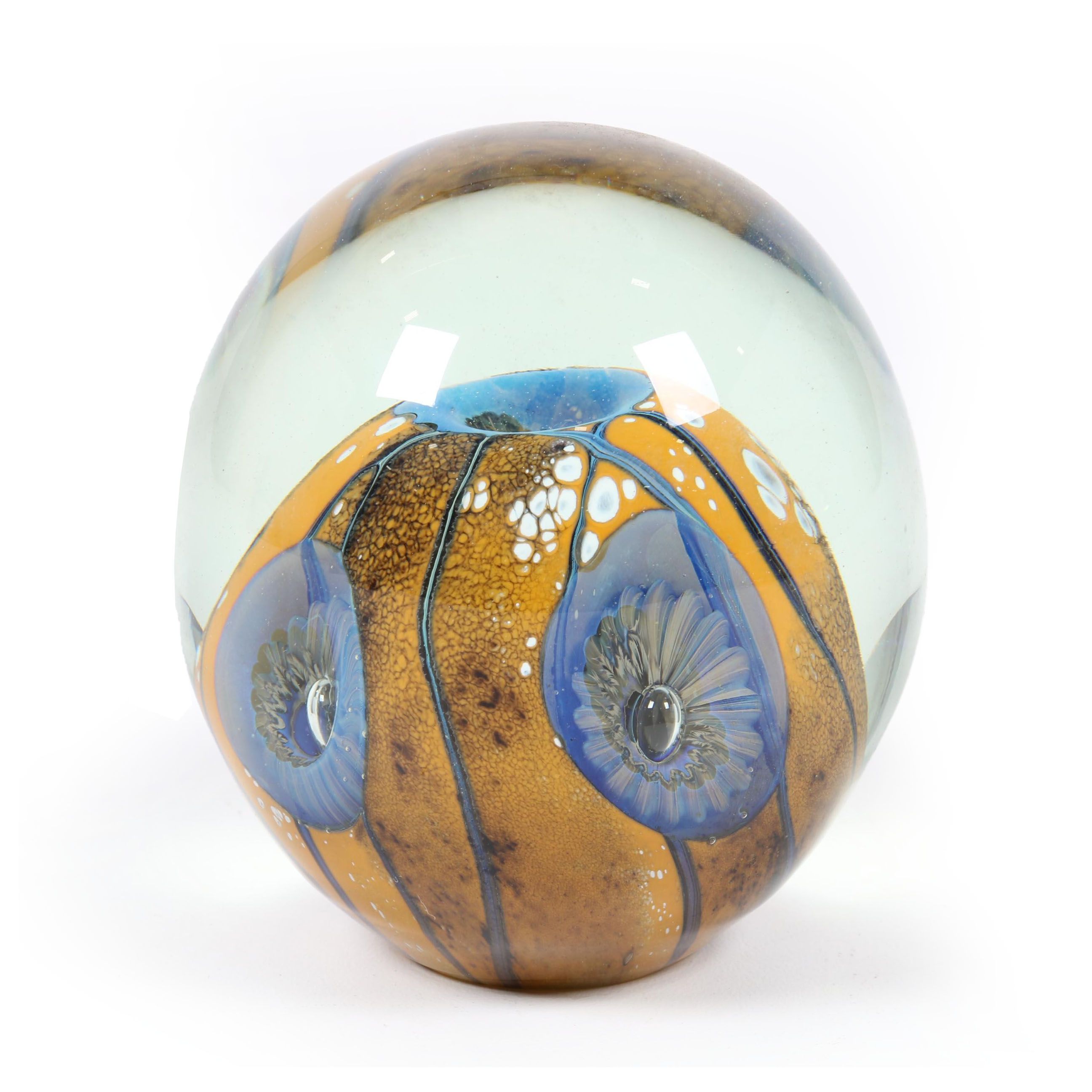 Robert Eickholt Hand Blown Art Glass Paperweight, 2009