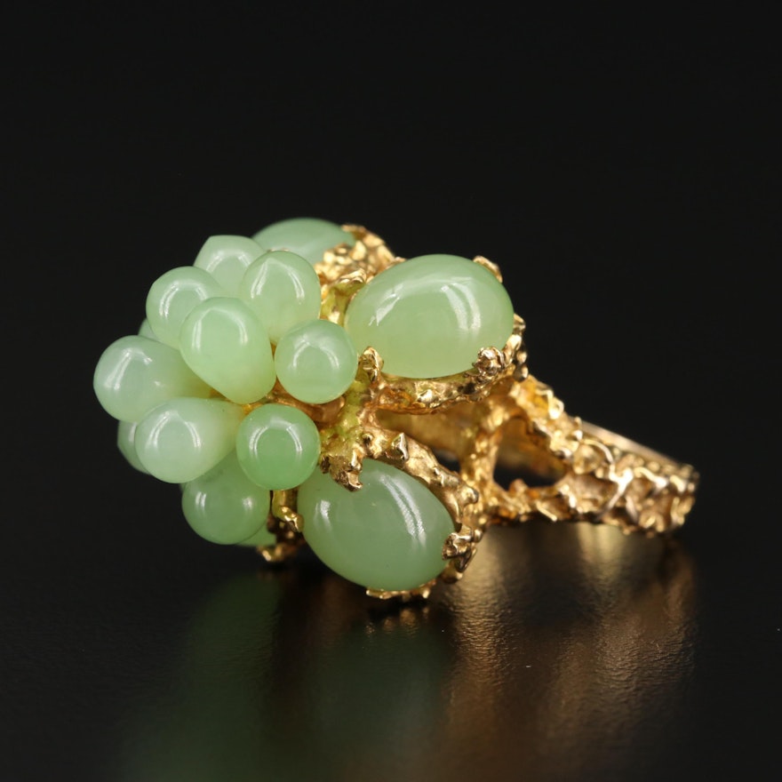 Brutalist 14K Gold Nephrite Ring