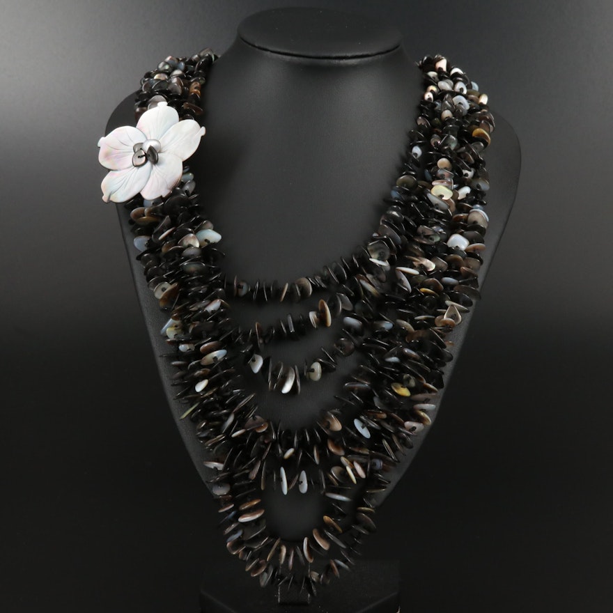 Graduating Mother Of Pearl Multi Strand Necklace