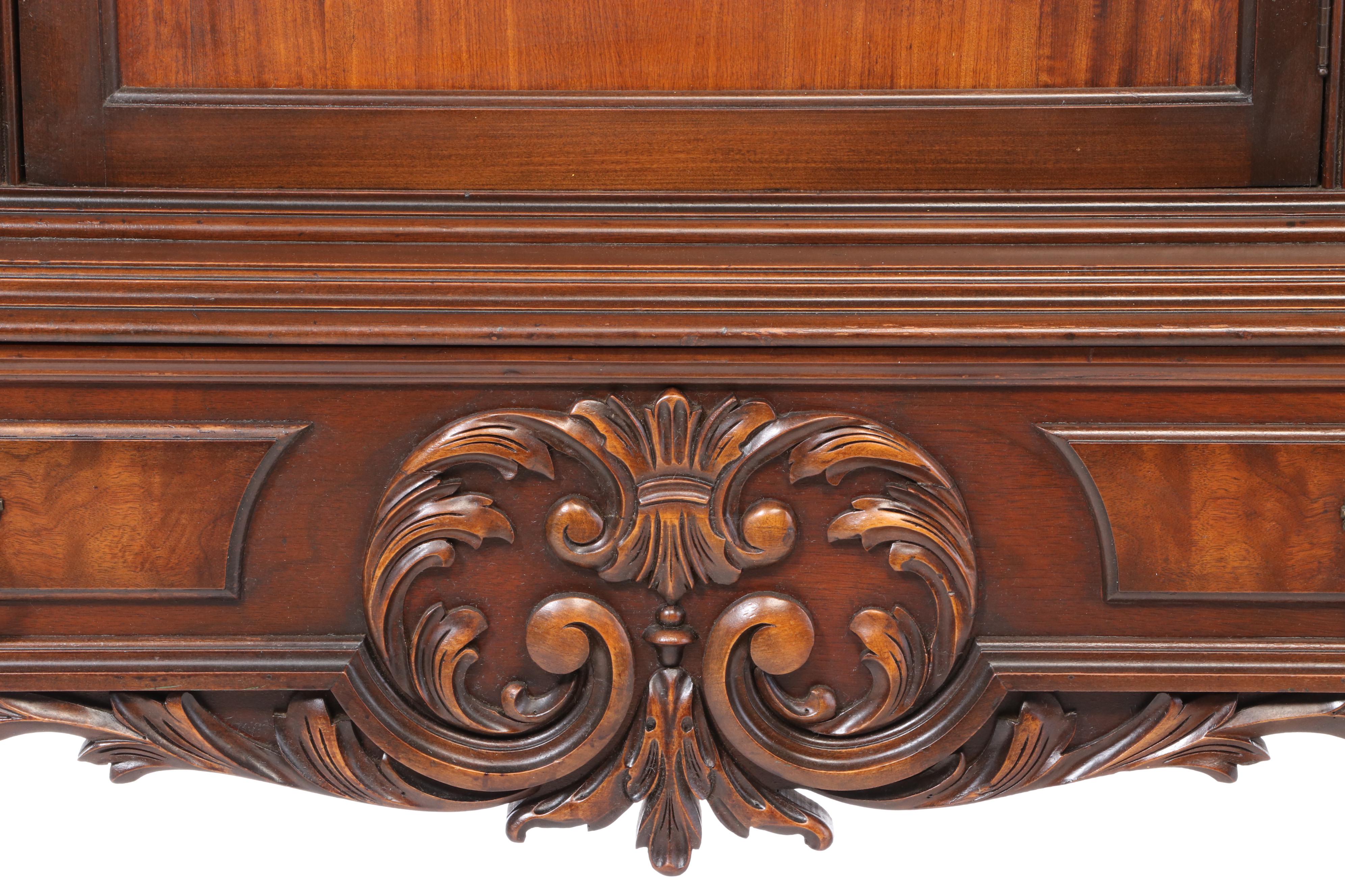 Rockford Furniture Co. Baroque Style Walnut and Marquetry China Cabinet-on-Stand