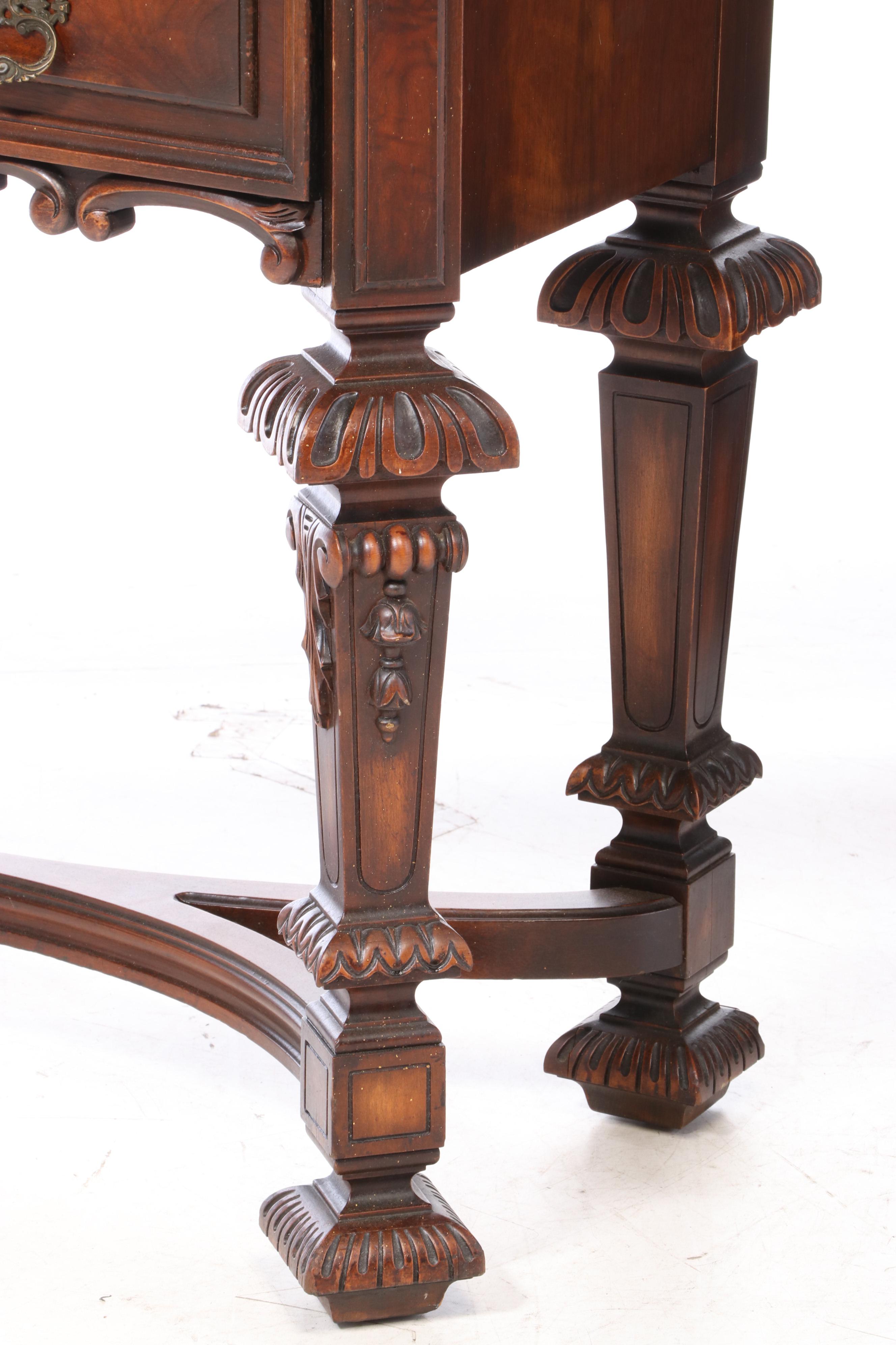 Rockford Furniture Co. Baroque Style Walnut and Marquetry China Cabinet-on-Stand