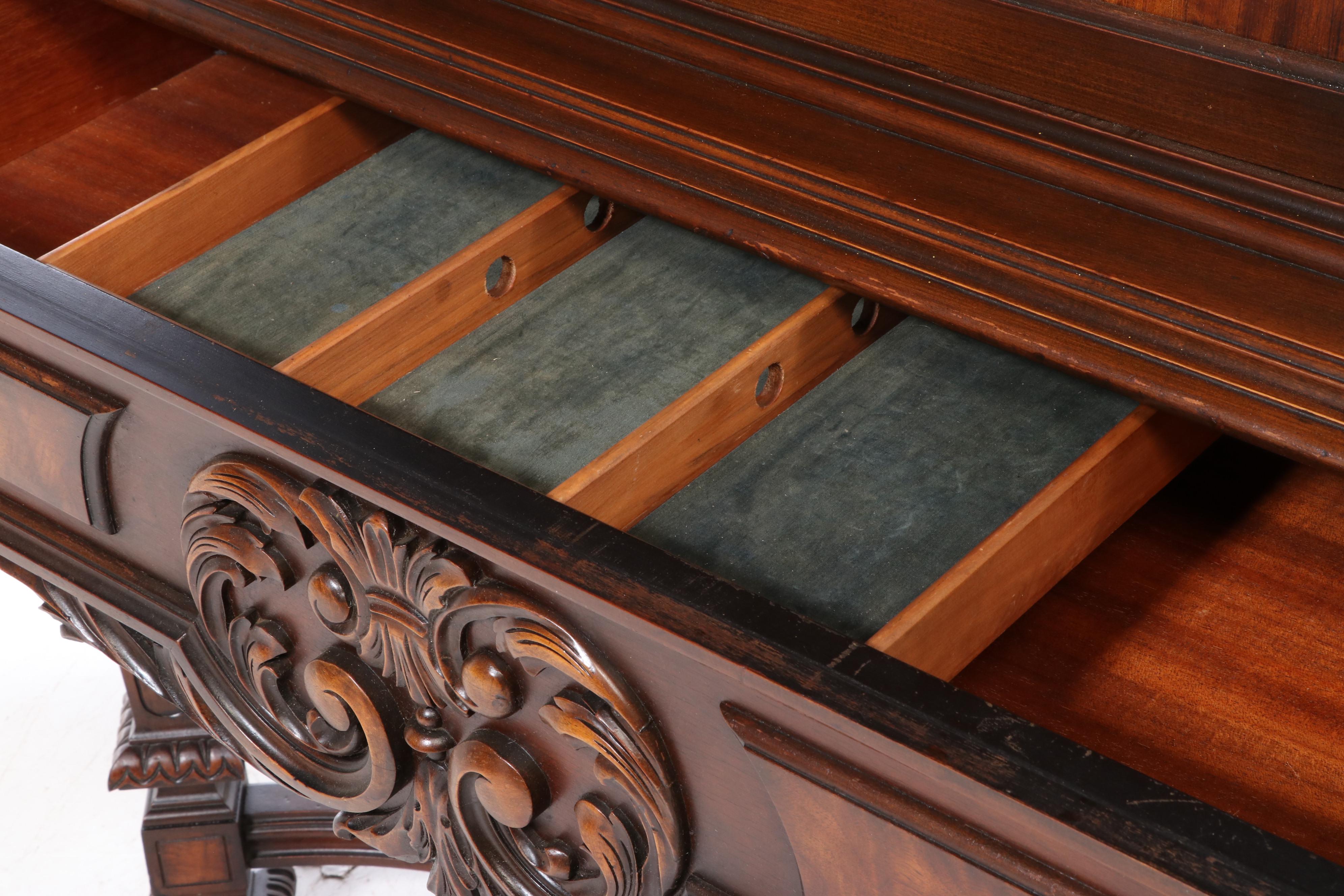 Rockford Furniture Co. Baroque Style Walnut and Marquetry China Cabinet-on-Stand