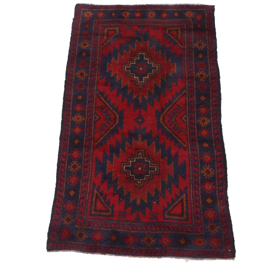 2'11 x 4'11 Hand-Knotted Afghani Tribal Baluch Rug