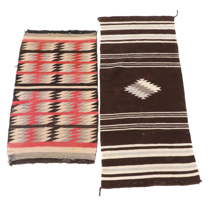 Handwoven Southwestern Style Wool Textile Panels or Throw Rugs, Vintage