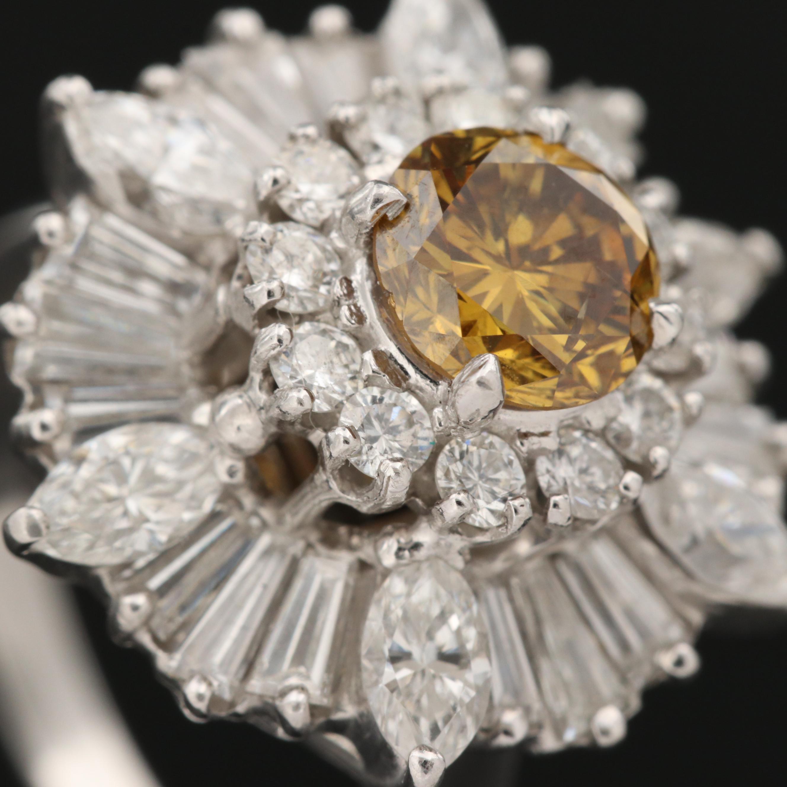 1970s Ring-Dant Platinum and 14K 3.08 CTW Diamond Convertible Ring