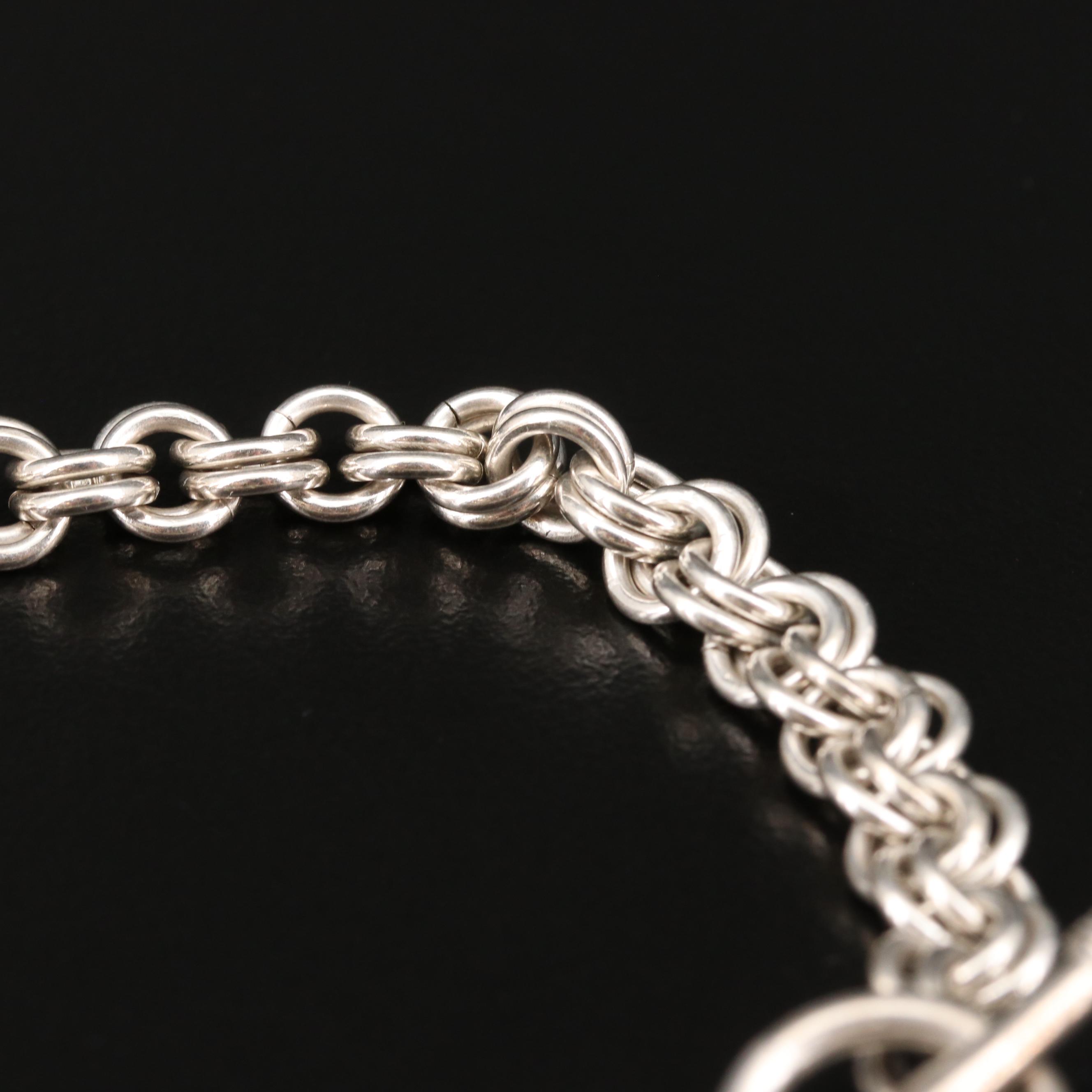 WW II U.S. Army Air Force Pilot and Double Rolo Link U.S. Flag Charm Bracelet