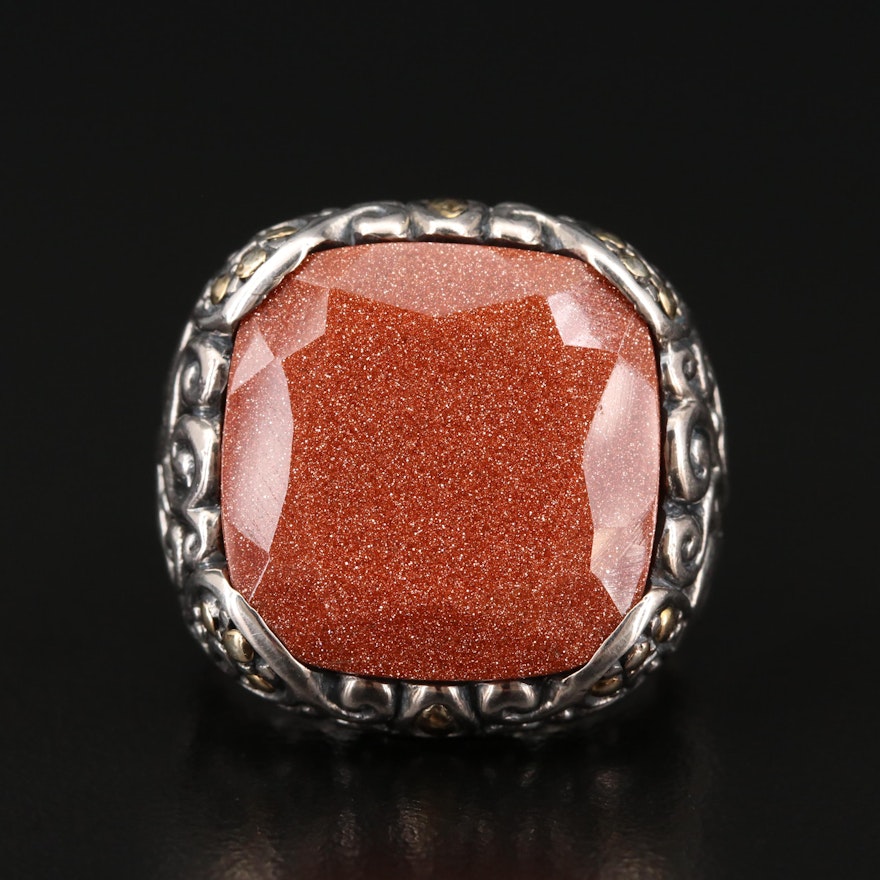 Robert Manse Sterling Goldstone Ring with 18K Accents