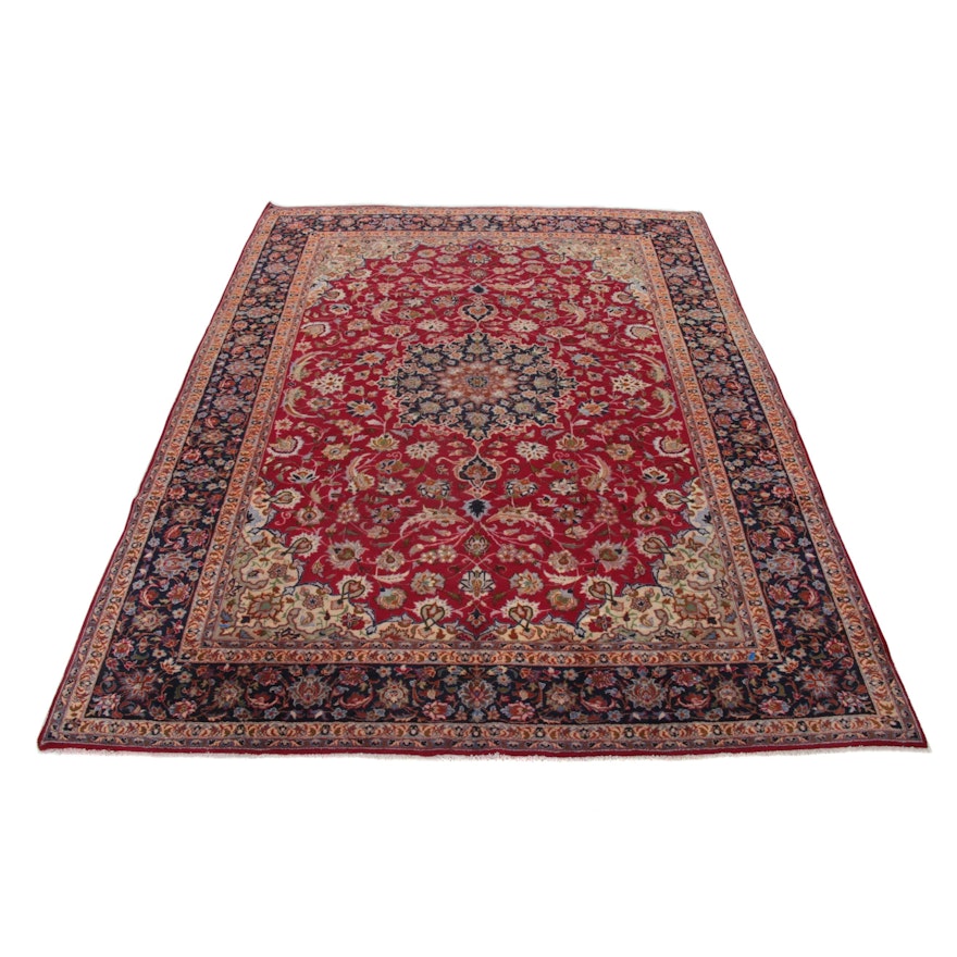 9'9 x 12'11 Hand-Knotted Persian Isfahan Room Sized Rug, 1970s