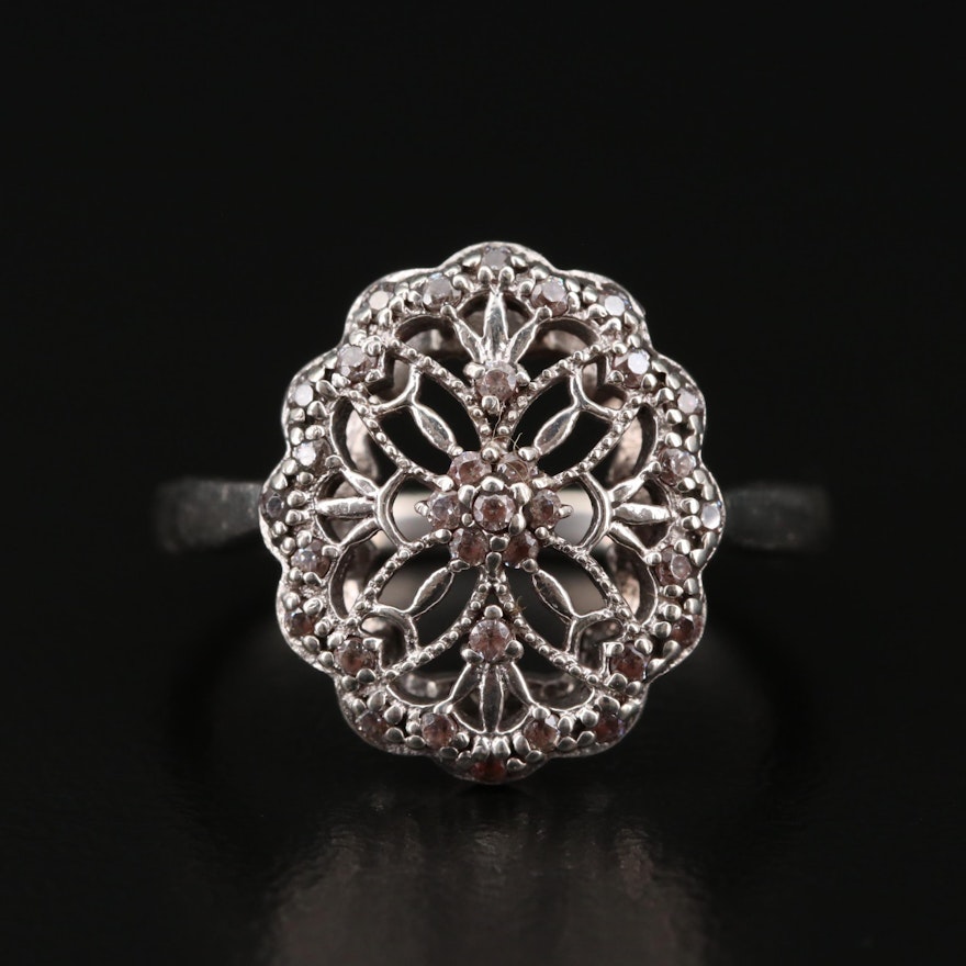 Sterling Silver Cubic Zirconia Openwork Ring