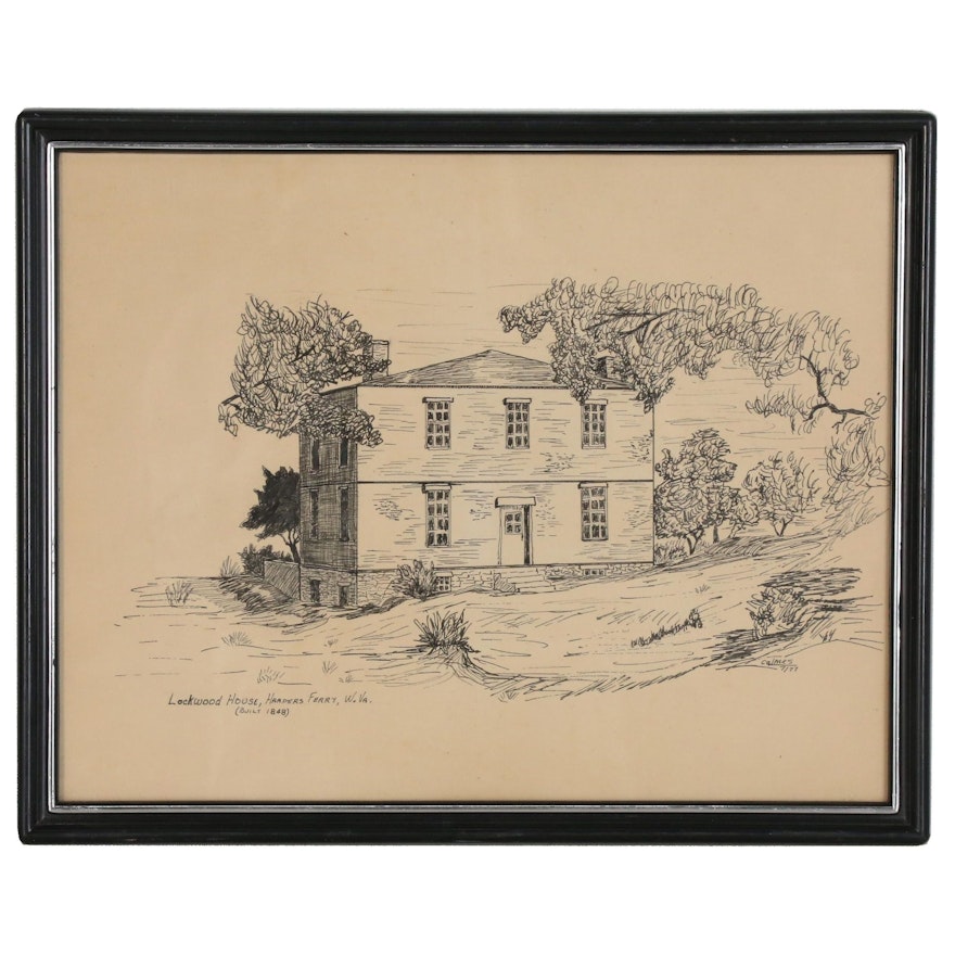 Ink Drawing "Lockwood House, Harpers Ferry, W. Va. (Built 1848)"
